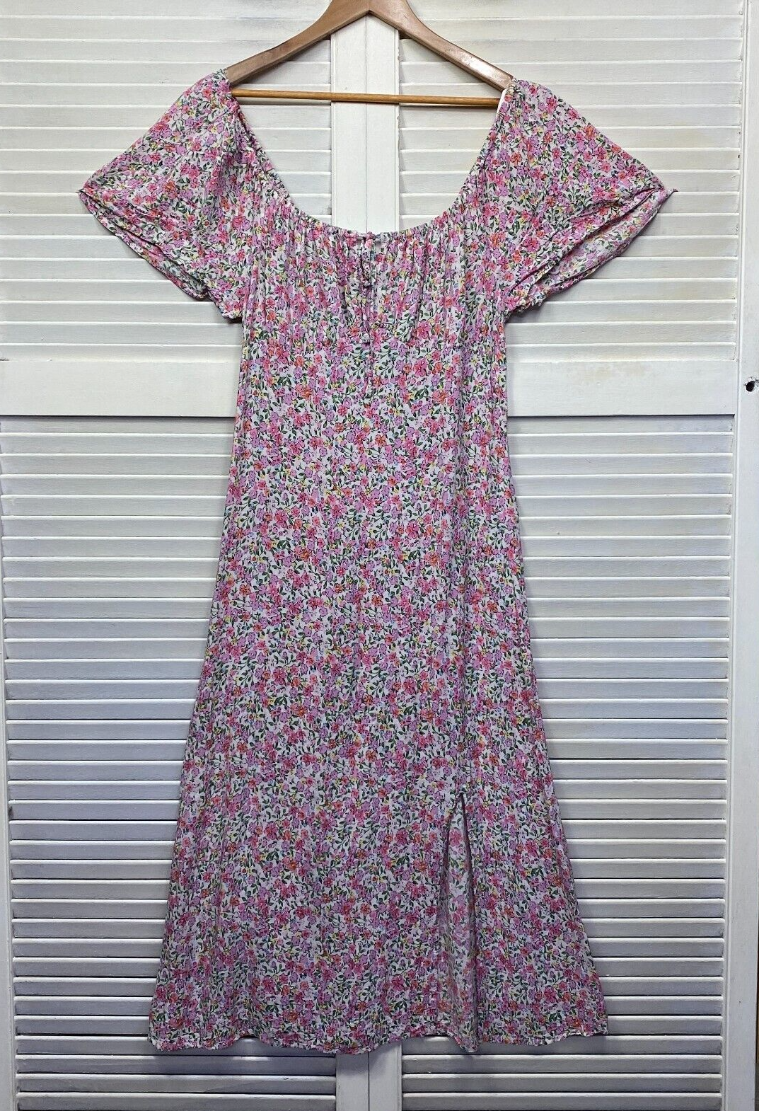 Anko Maxi Dress Size 16 Short Sleeve Multicoloured Floral Long Viscose