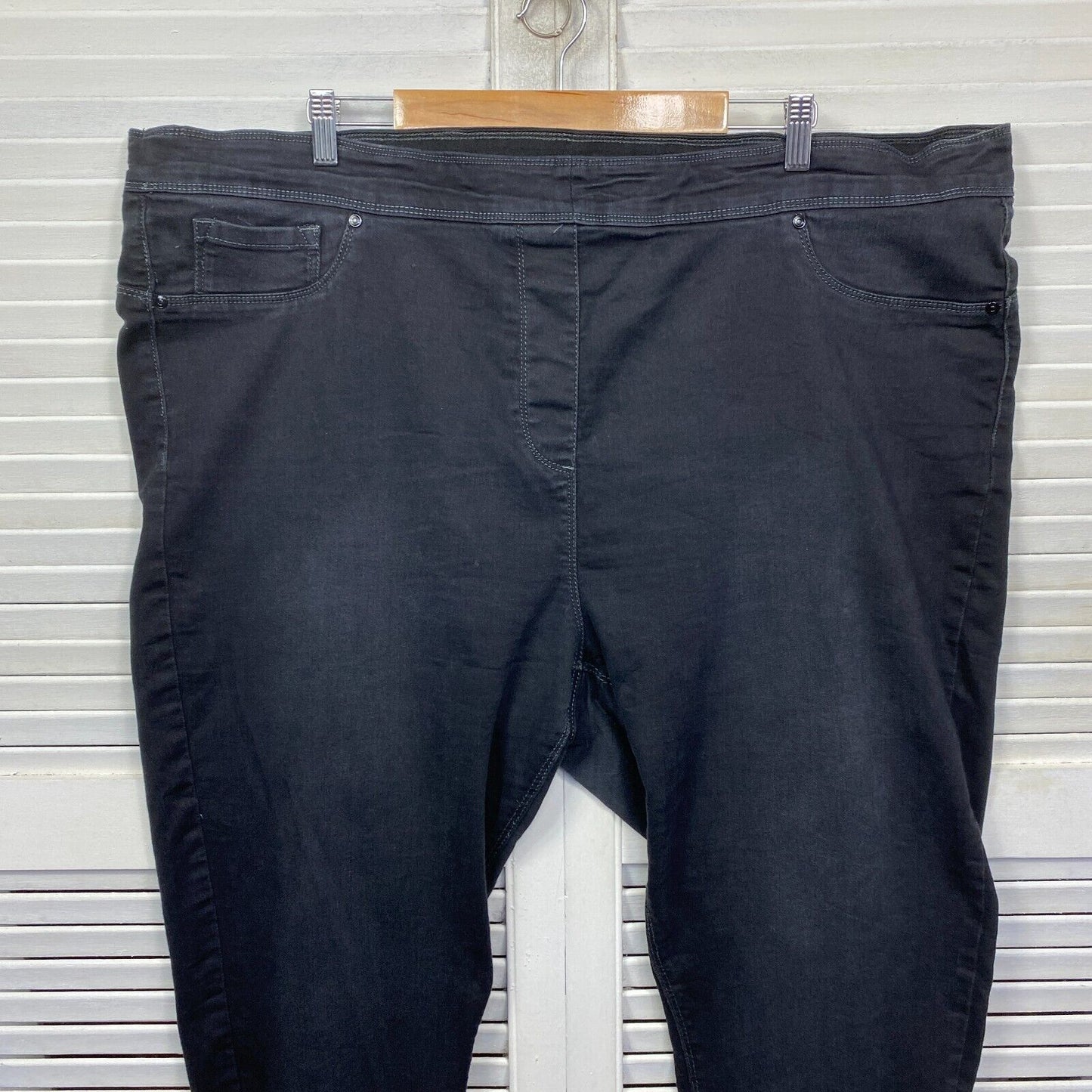 Beme Jeans Pants Size 26 Plus Black Pull On Denim Elastic Waist