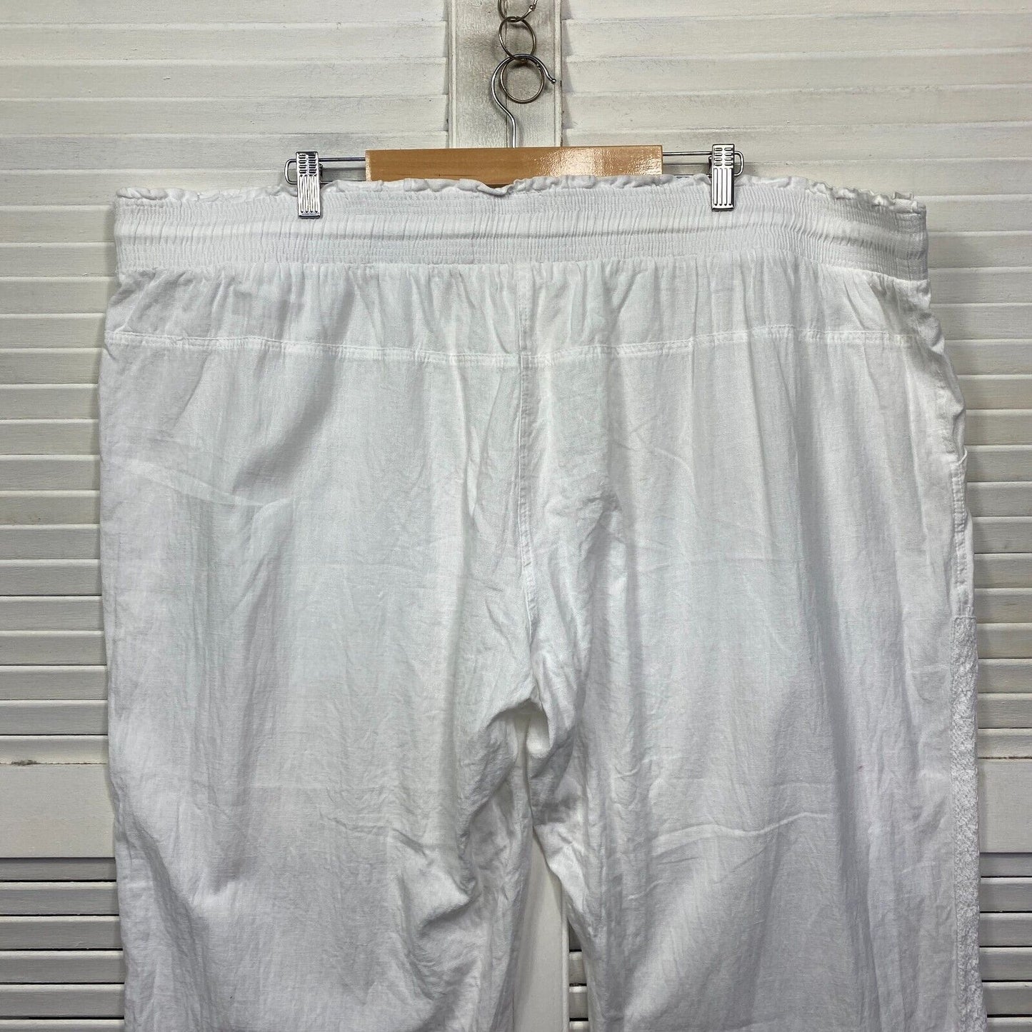 Lulu Soul Pants Size 4XL 22 Plus White Pockets Drawstring Waist Linen Sheer