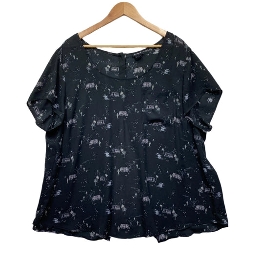 Torrid Top Size 3 20 22 Black Short Sleeve Caravan
