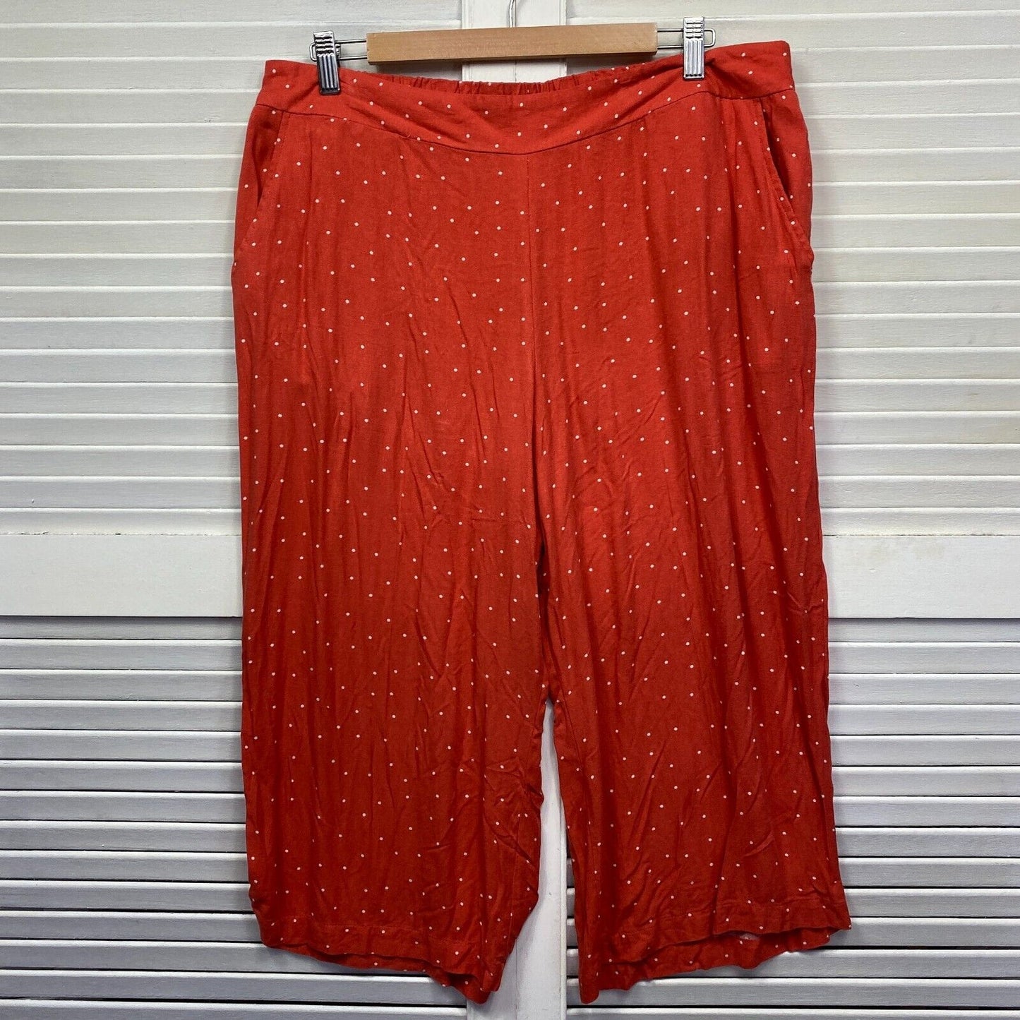 Anko Pants Size 16 Plus Orange Pockets Wide Leg Cropped Elastic Waist