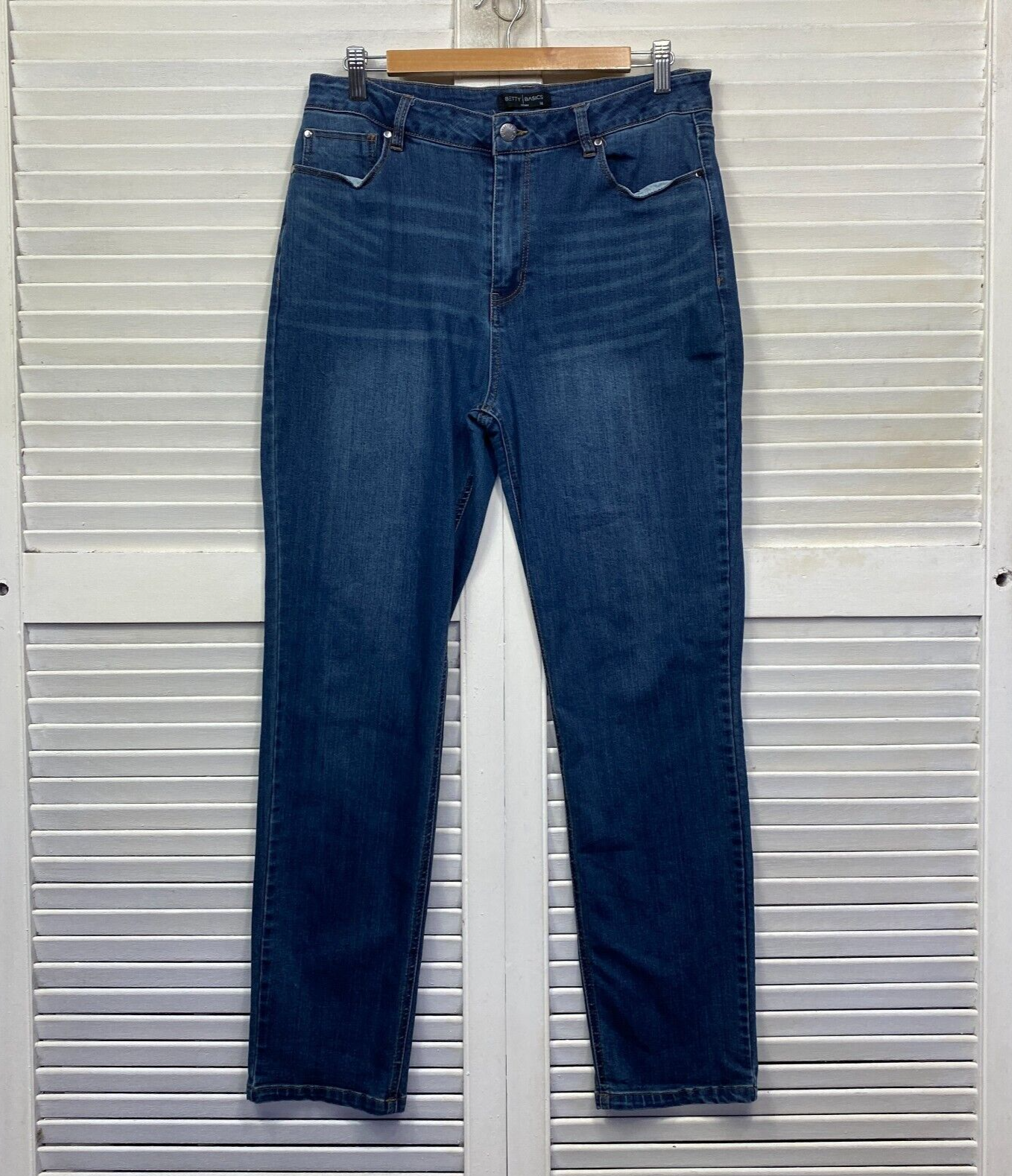 Betty Basics Jeans Size 14 Blue Denim Straight Leg Pockets