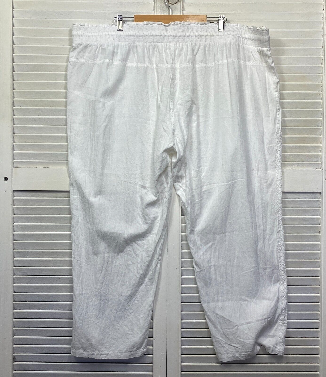 Lulu Soul Pants Size 4XL 22 Plus White Pockets Drawstring Waist Linen Sheer