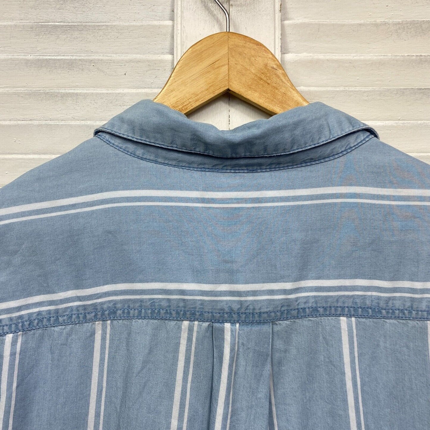 Autograph Shirt Top Size 16 Plus Blue Striped Button Up Long Sleeve Lyocell Preloved