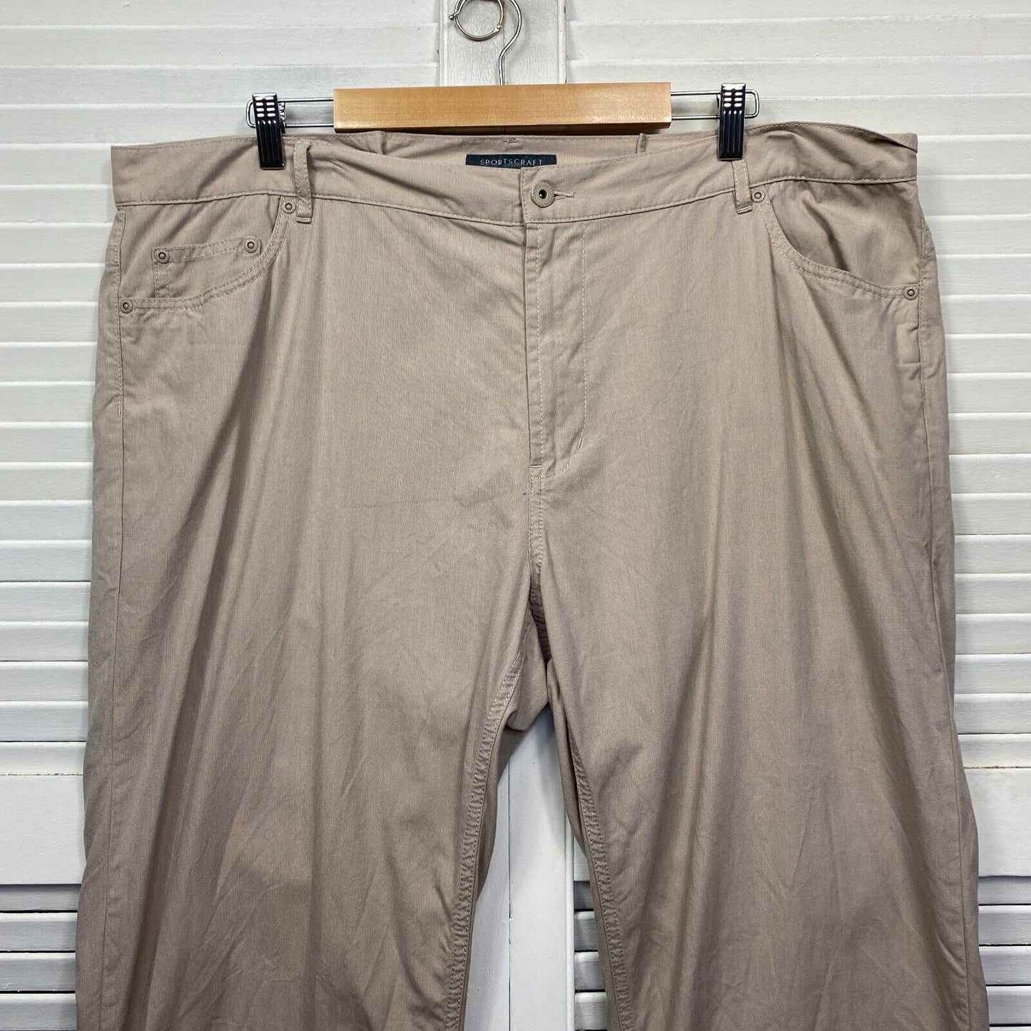 Sportscraft Pants Mens 42 / 107 Plus Beige Pockets Casual Cotton Big Tall Preloved