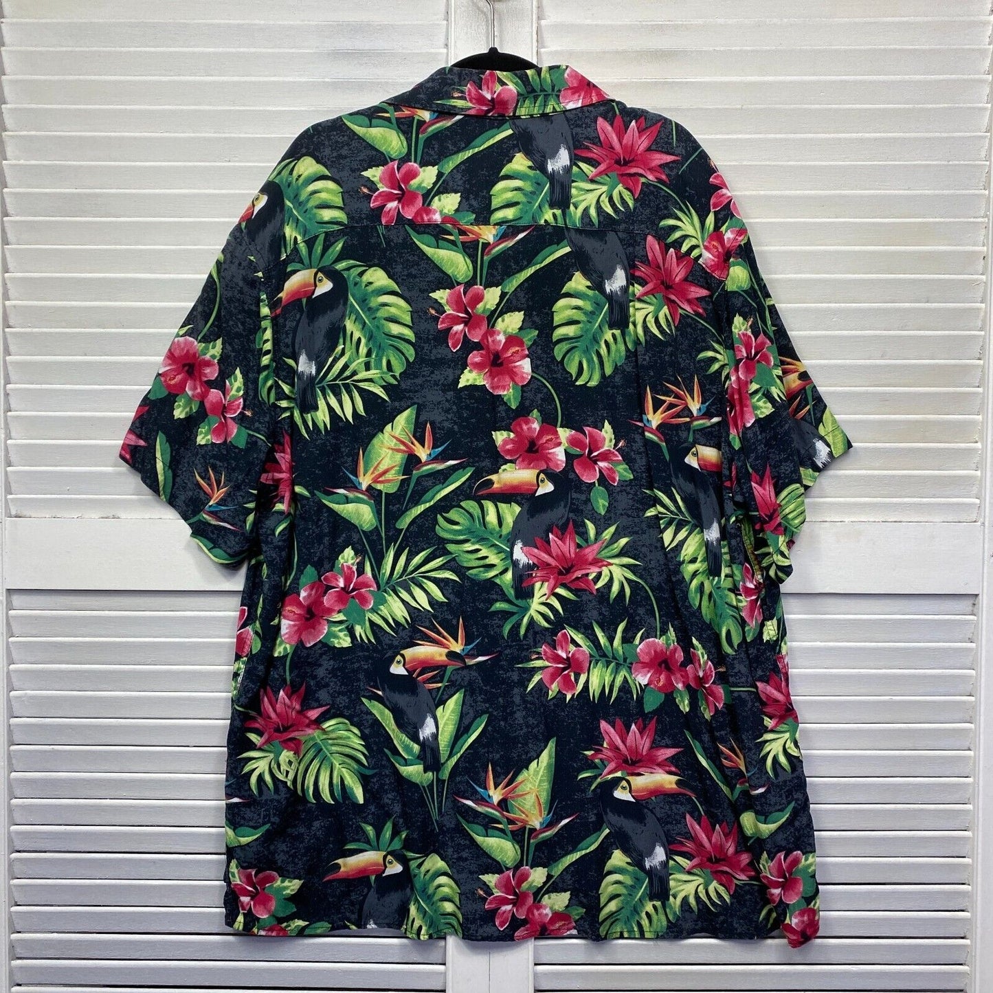 DBK Apparel Hawaiian Shirt Mens 4XL Plus Black Floral Short Sleeve Tropical