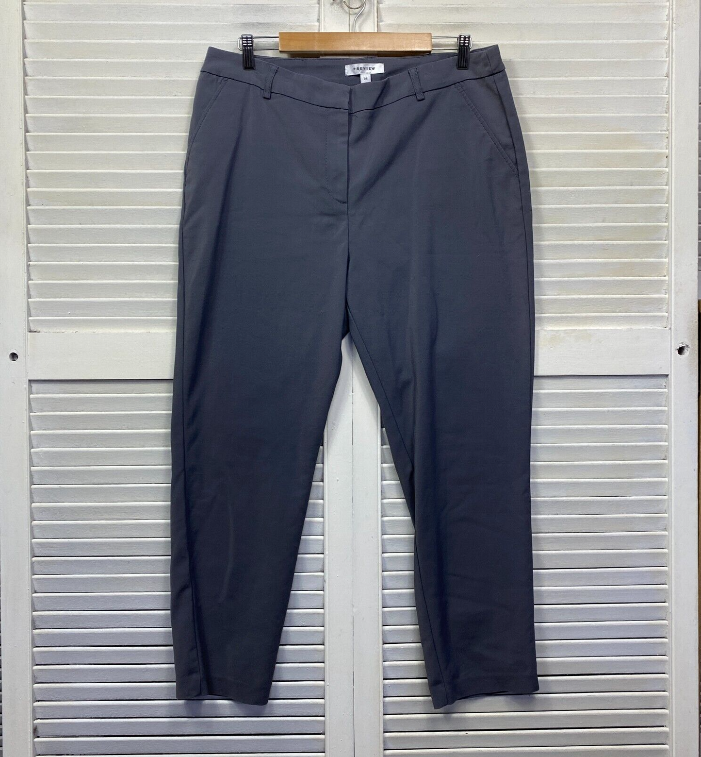 Preview Pants Size 16 Plus Grey Zip Fly Office Work Straight Leg