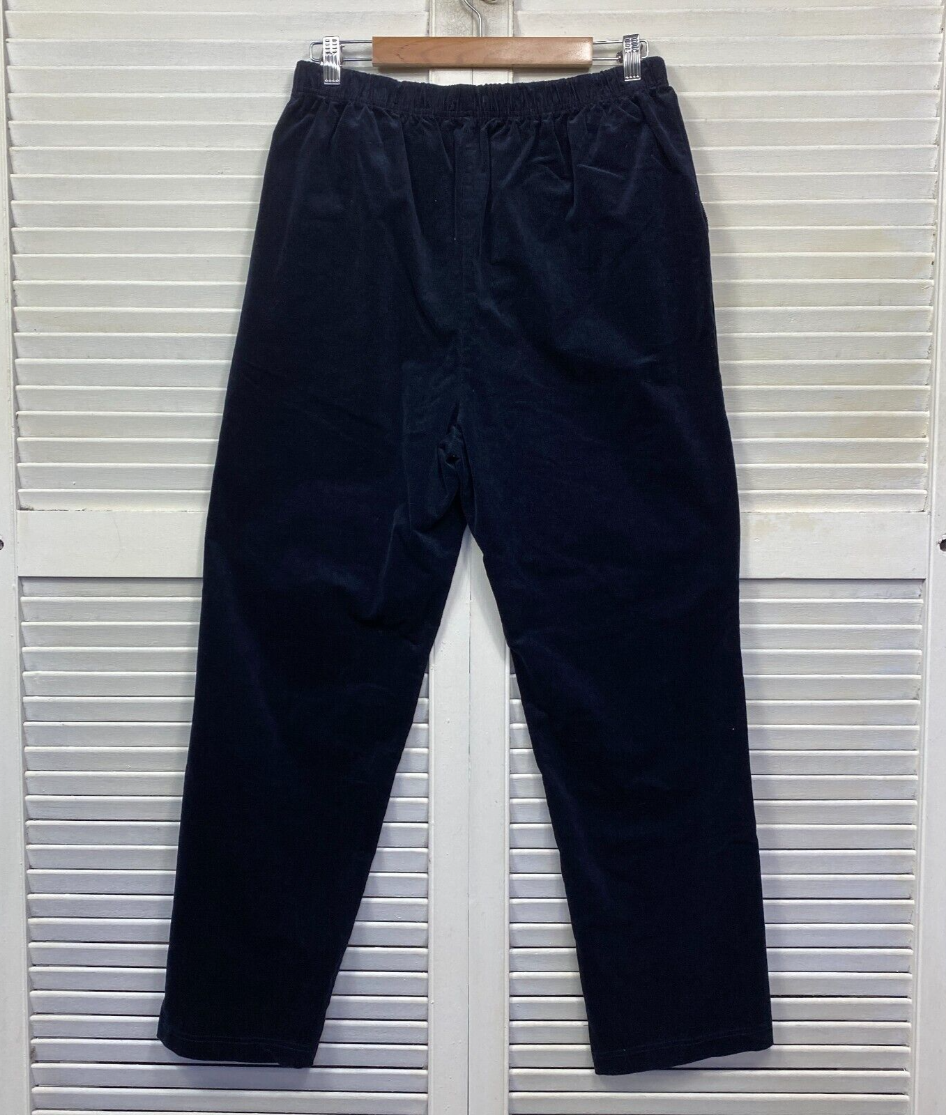 Victoria Hill Pants Size 14 Blue Navy Elastic Waist Corduroy Pockets