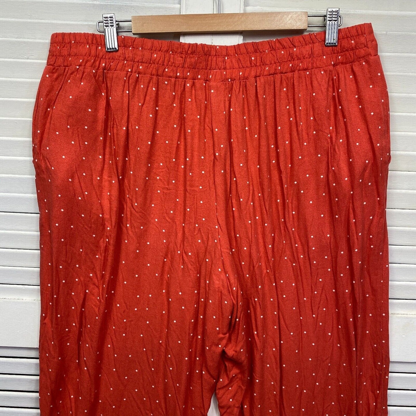 Anko Pants Size 16 Plus Orange Pockets Wide Leg Cropped Elastic Waist