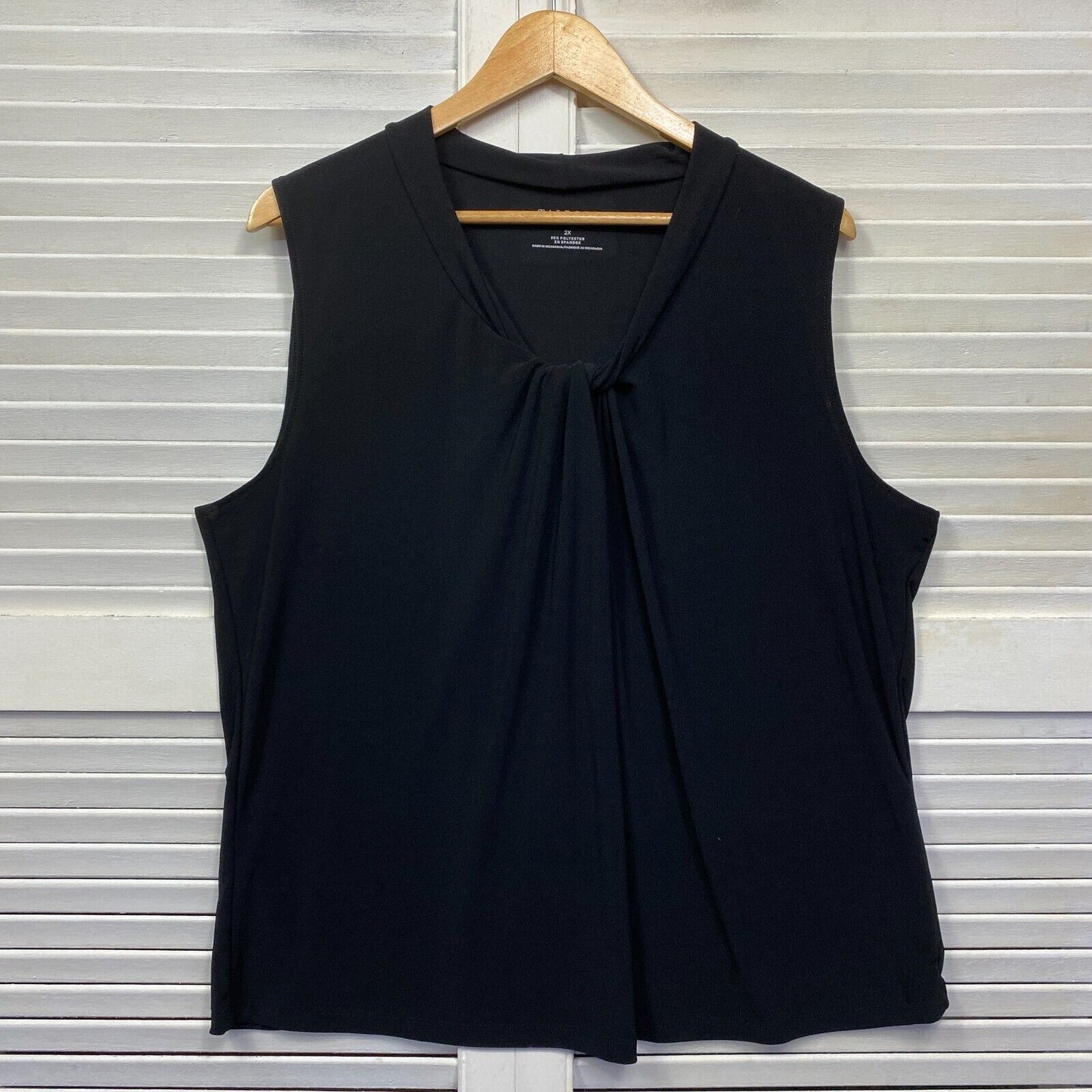 Talbots Top Size 16 18 2XL Plus Black Sleeveless Office Pleated