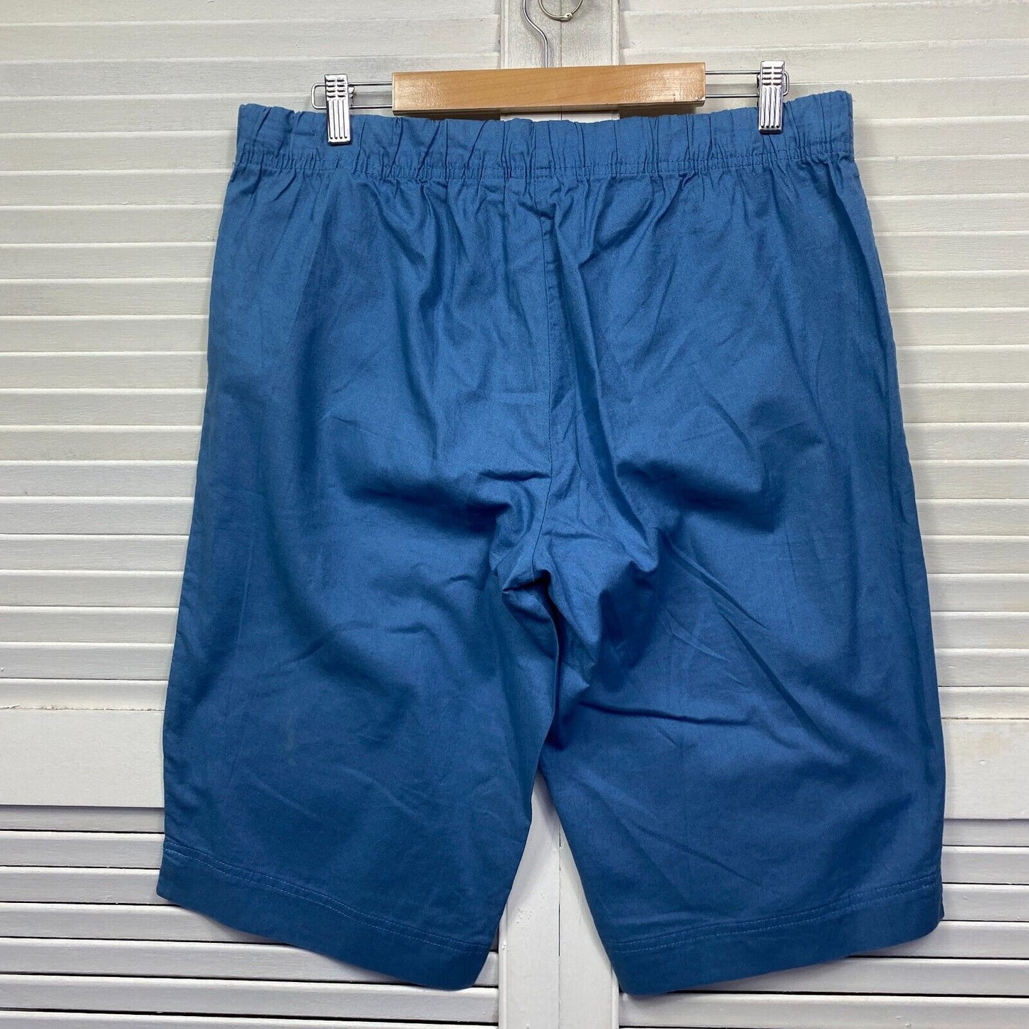 Suzanne Grae Shorts Size 14 Blue Pockets Drawstring Cotton Preloved