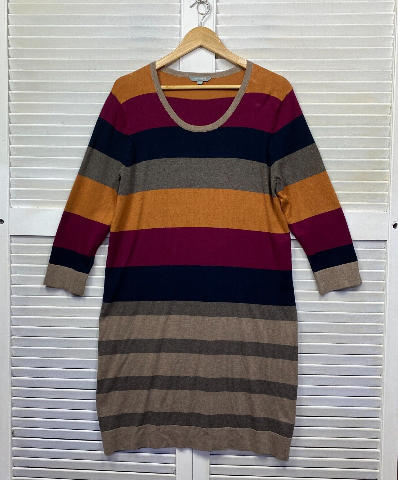 Suzanne Grae Knit Dress Size Large Striped Multicoloured Long Sleeve