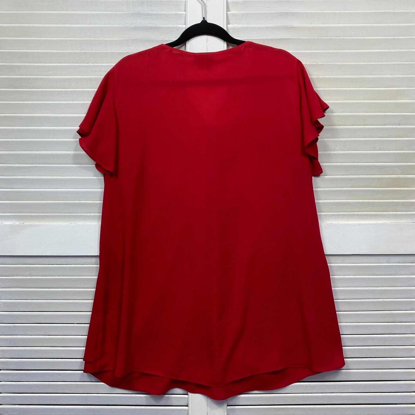 City Chic Top Size 16 Plus Small Red Flutter Sleeve Zip Up