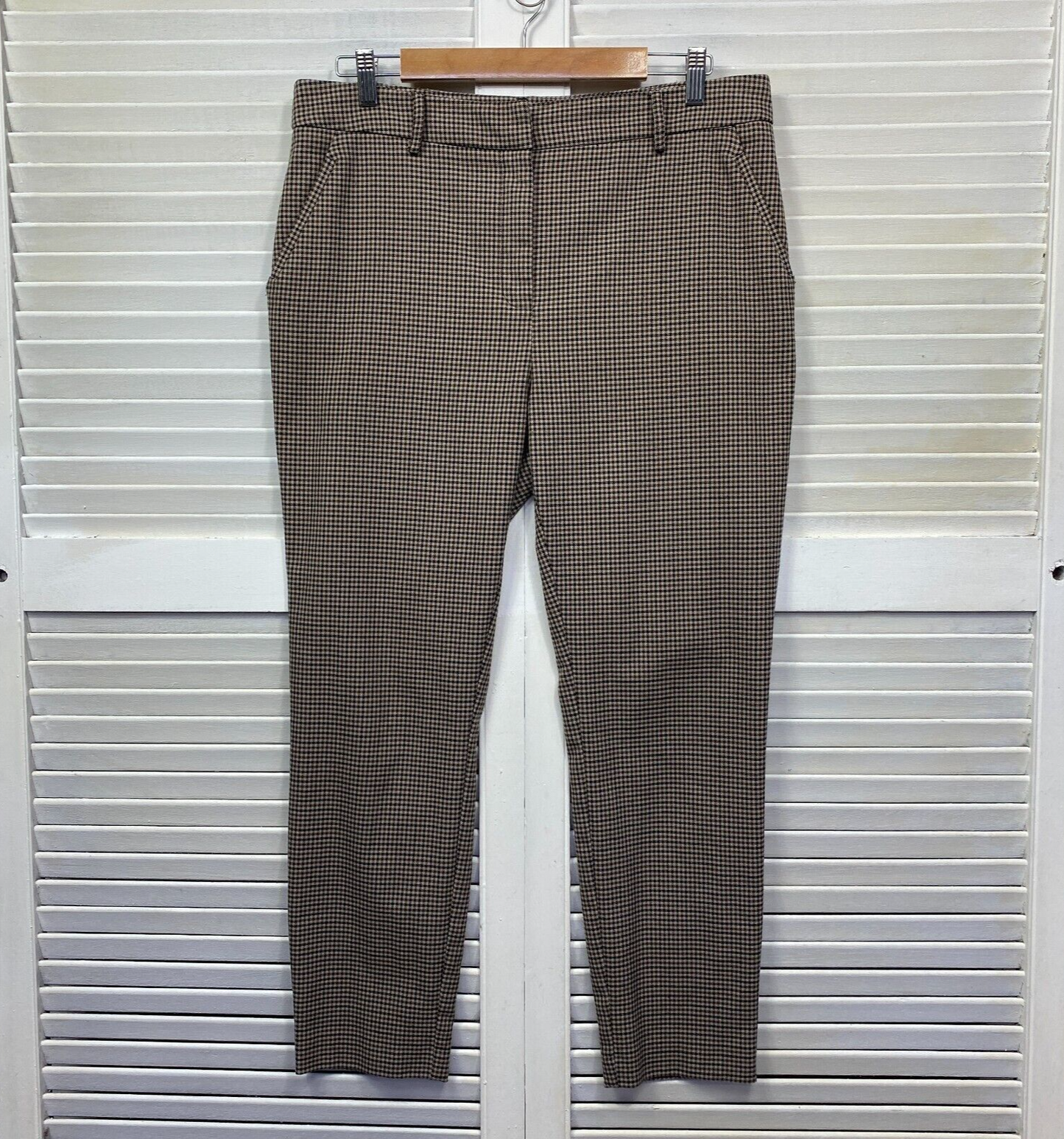 Forever New Pant Size 14 Mini Check Gingham Pockets Zip Fly Office Work