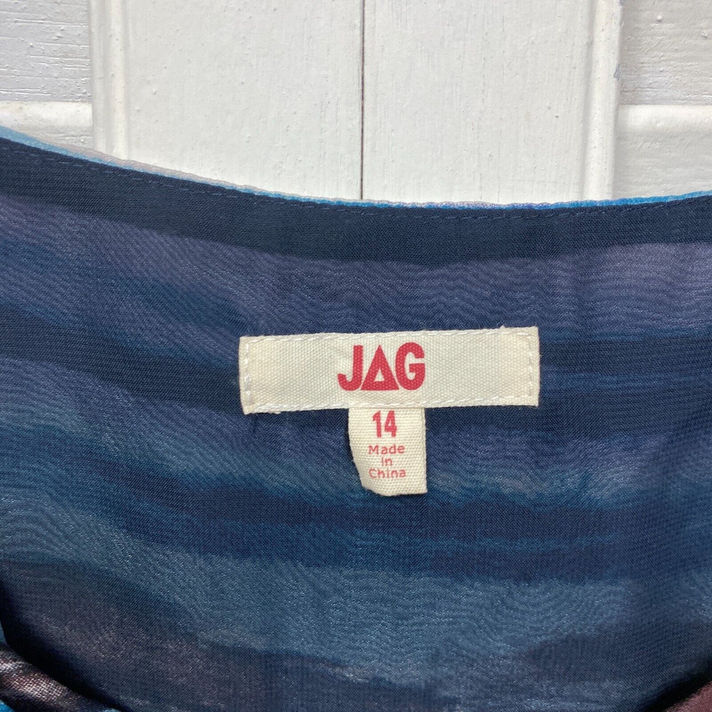 JAG Silk Dress Size 14 Multicoloured Sleeveless Drawstring Waist Lined