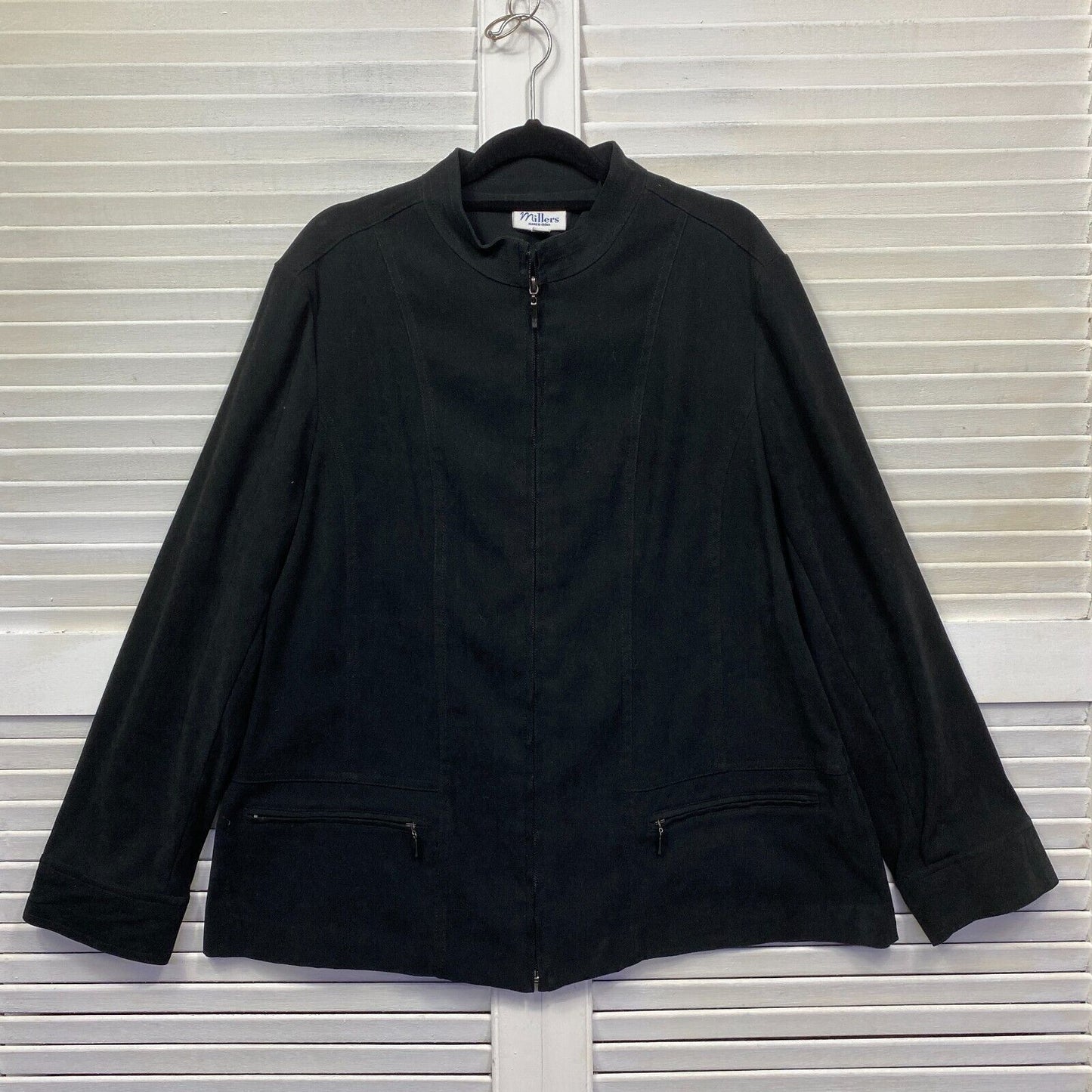 Millers Jacket Top Size 18 Plus Black Full Zip up Long Sleeve