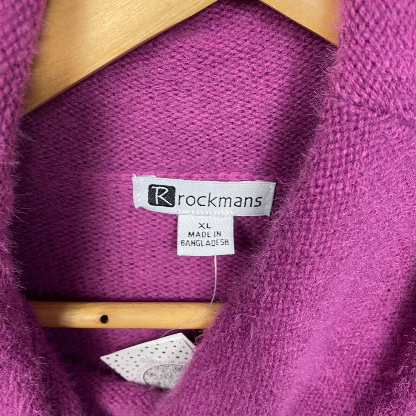 Rockmans Jumper XL Pink Purple Cowl Neck Long Sleeve Knit Fluffy New