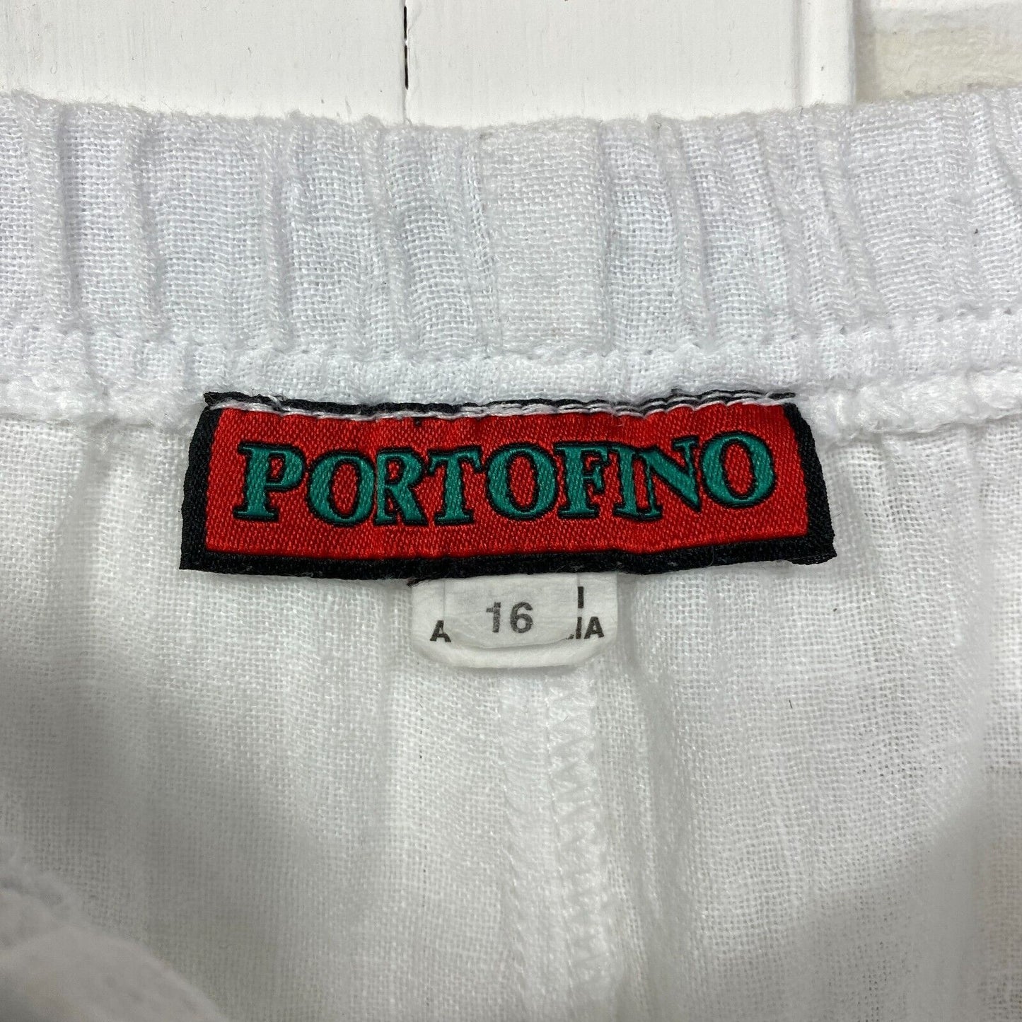 Portofino Pant Size 16 White Sheer Pockets Elastic Waist Made in Australia