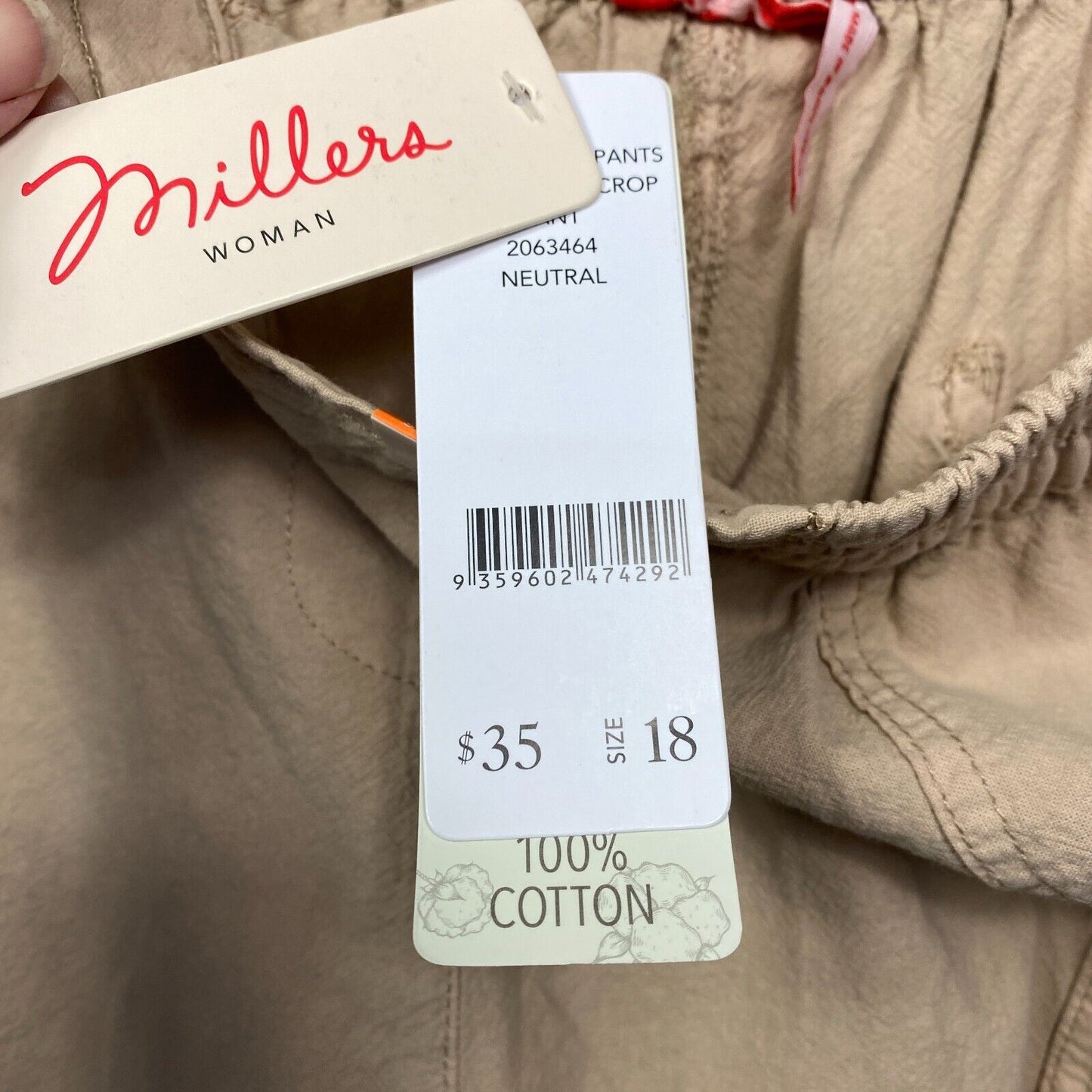 Millers Pants Size 18 Plus Beige Cropped 3/4 Length Pockets New