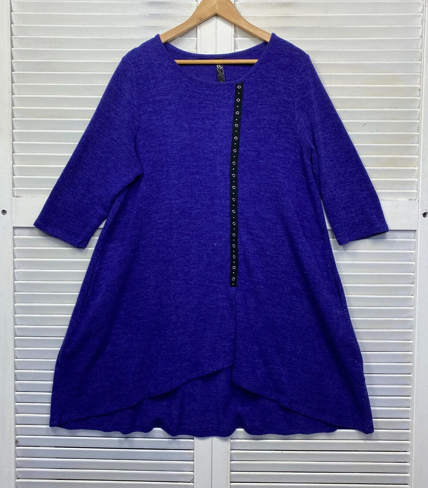 Taking Shape Tunic Top Size 16 Plus Small Blue Pockets Long Sleeve