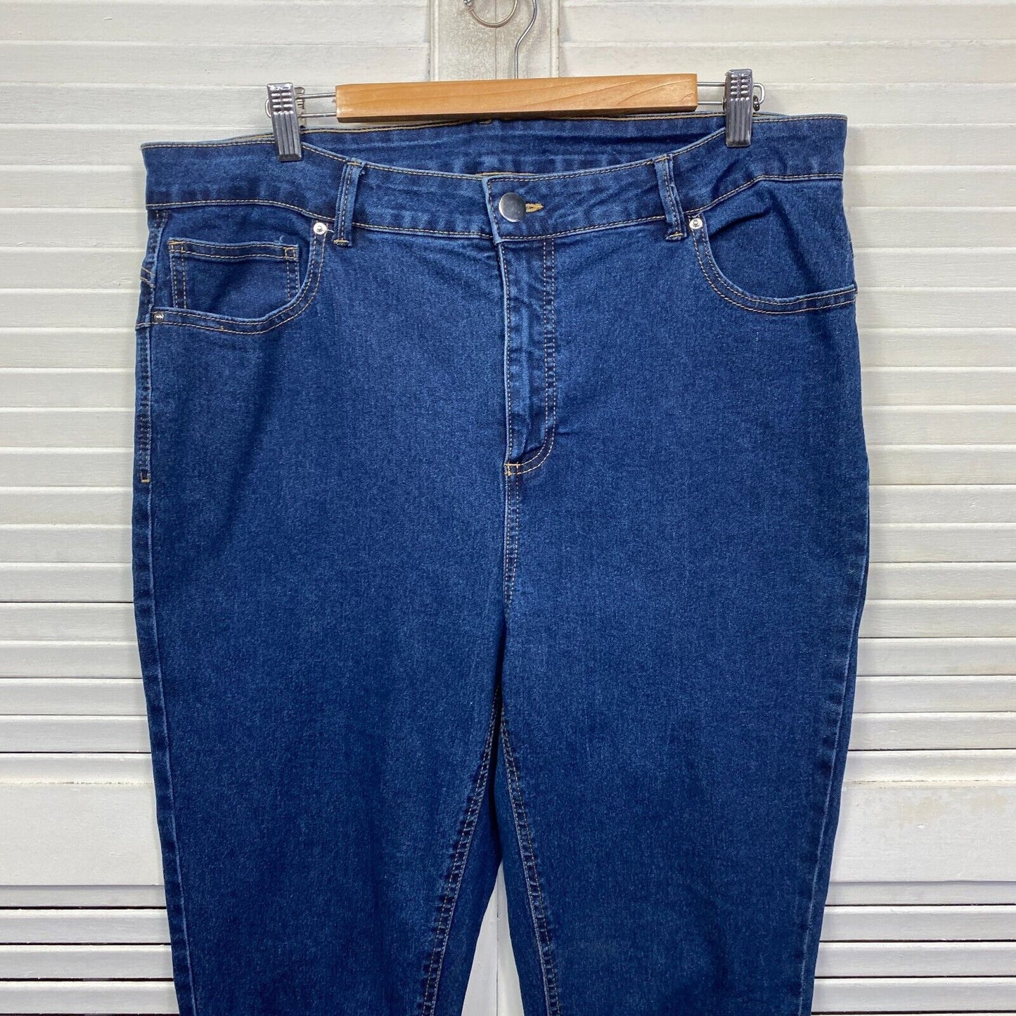 beme Jeans Size 18 Plus Pull On Denim Straight Leg Pockets