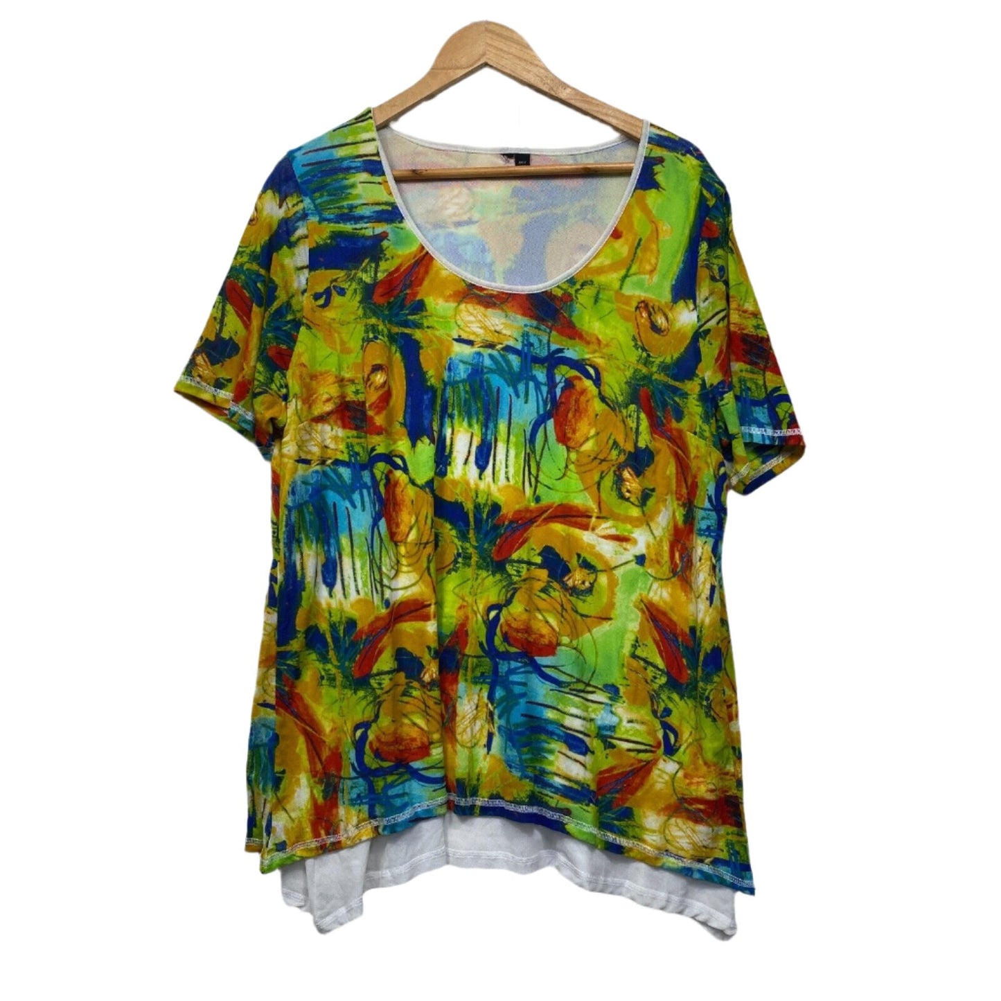 Taking Shape Top Size 18 Plus Medium Short Sleeve Multicoloured