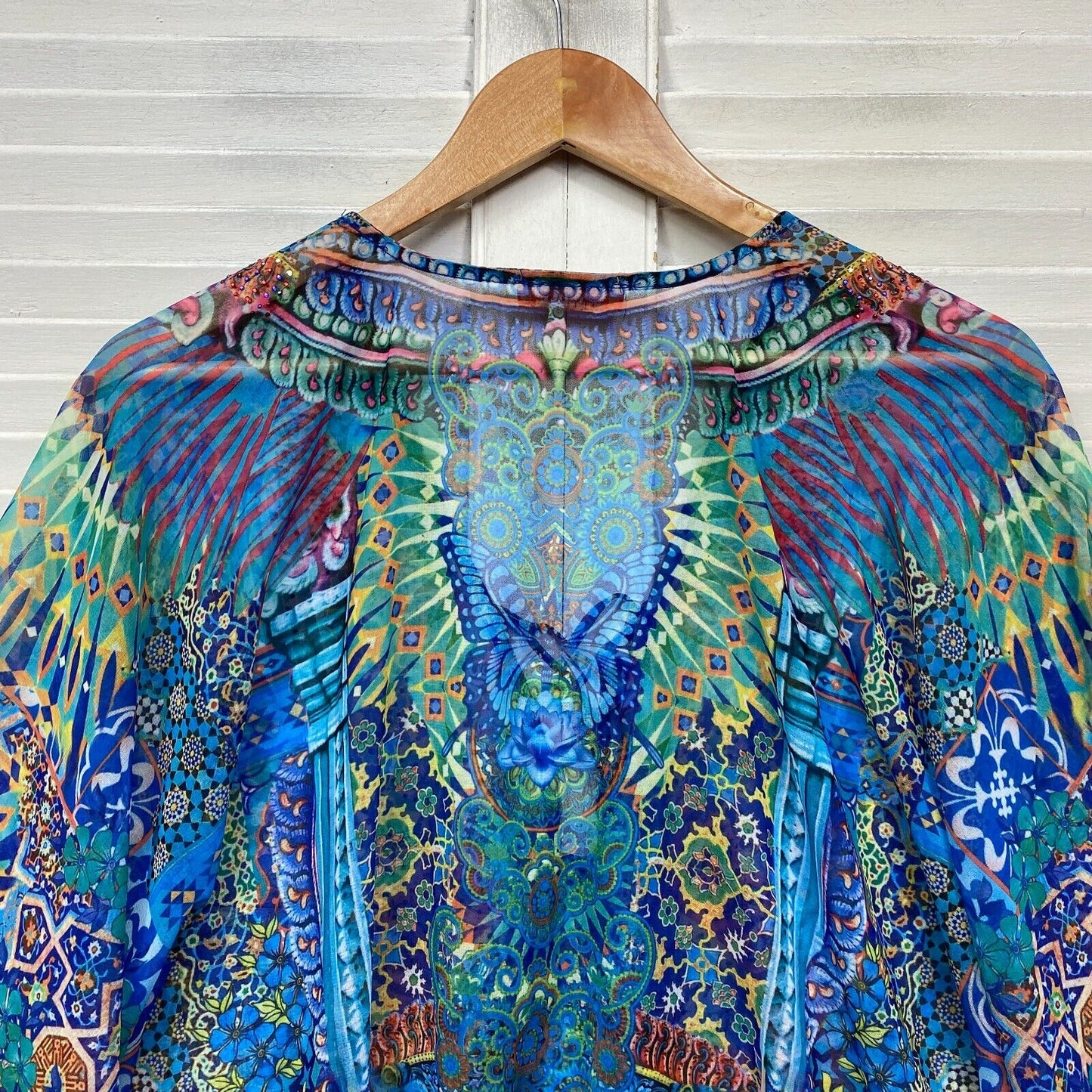 Sanctum Kaftan Top Size 16 18 Blue Multicoloured Swim Cover Up Preloved