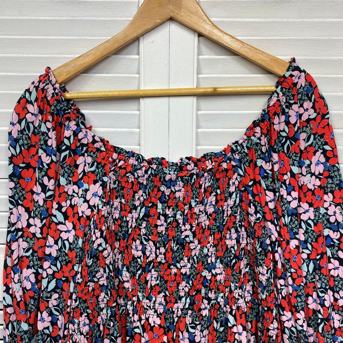 Anko Top 18 Plus Multicoloured Floral Ruched Viscose Long Sleeve Preloved