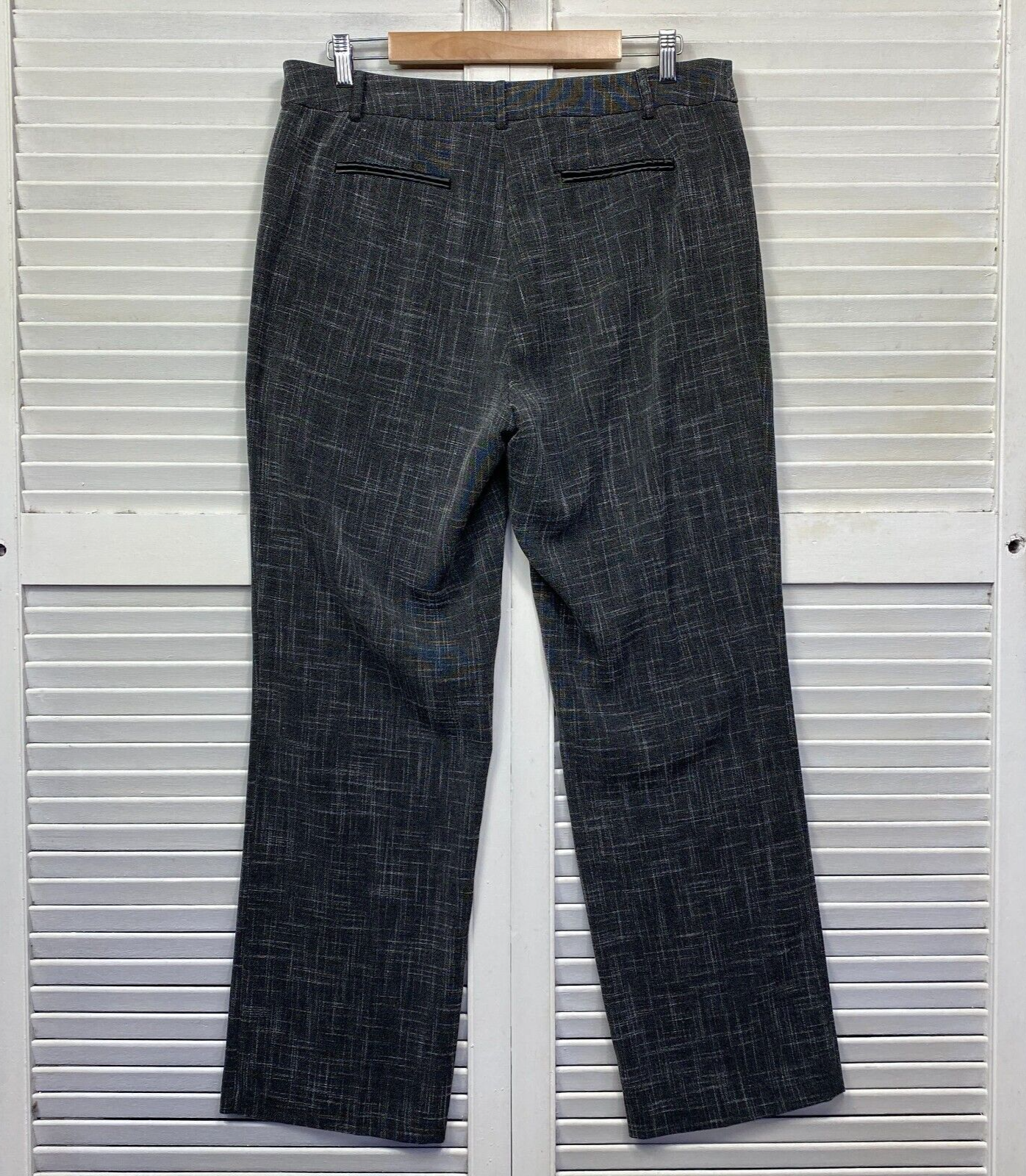 Suzanne Grae Pants Size 14 Grey Check Office Pockets Full Length