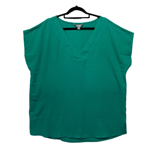 Suzanne Grae Top Size XL Green V Neck Short Sleeve