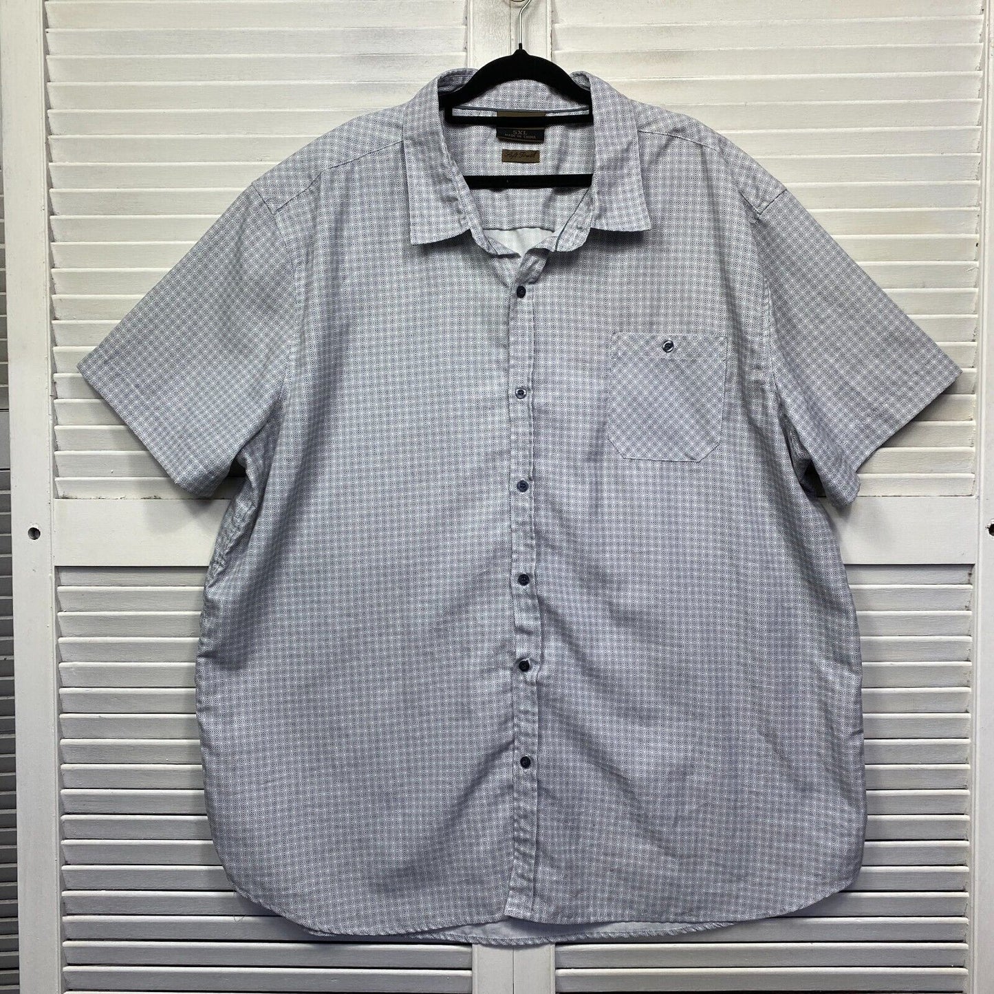 Joe & Co Shirt Mens 5XL Plus Grey Short Sleeve Button Up Soft Touch