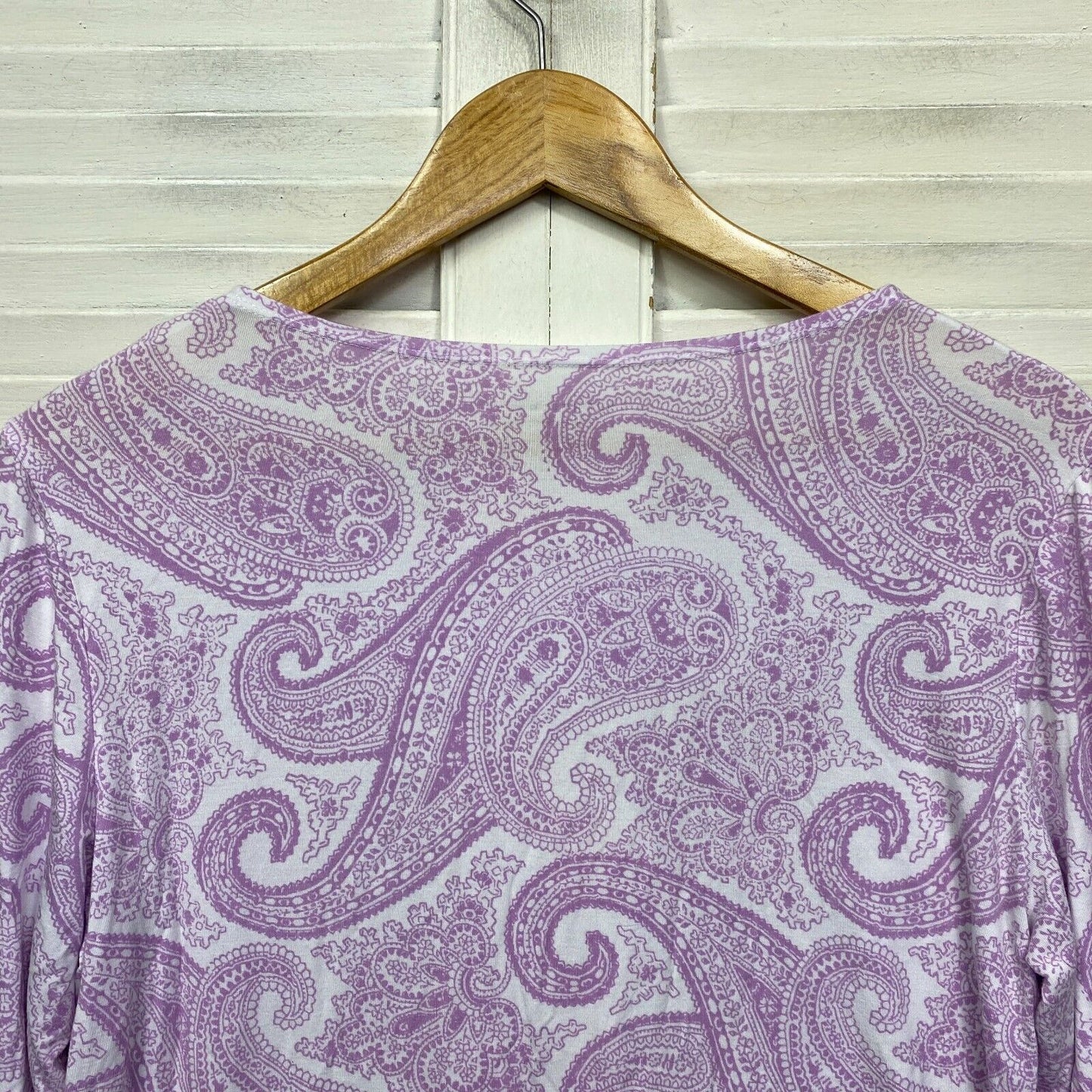 Sportscraft Magic Tee Top Size Large Purple Paisley Print Viscose Short Sleeve