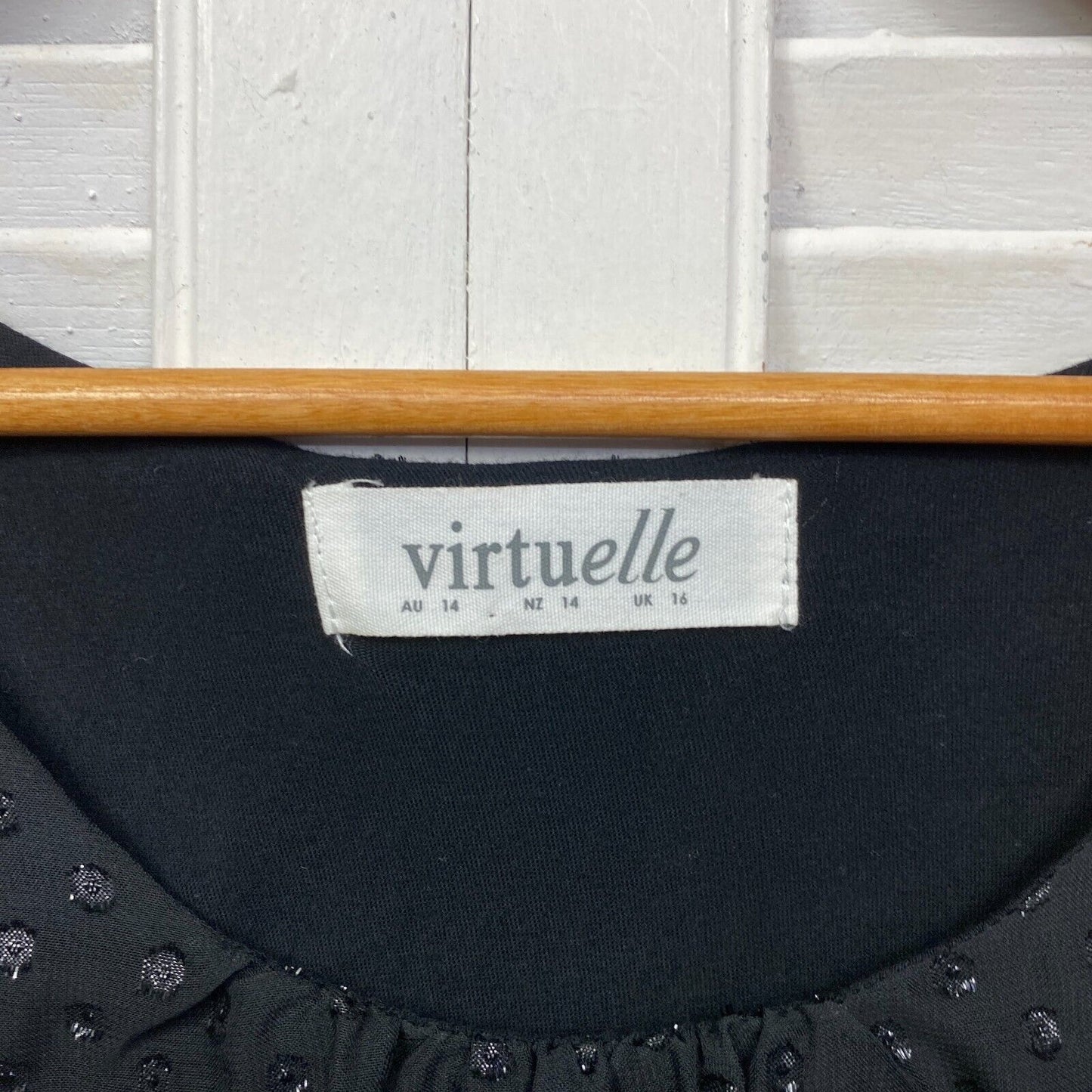 Virtuelle Top Shirt  Size 14 Plus Sleeveless Black Sheer Overlay Cocktail Work Preloved