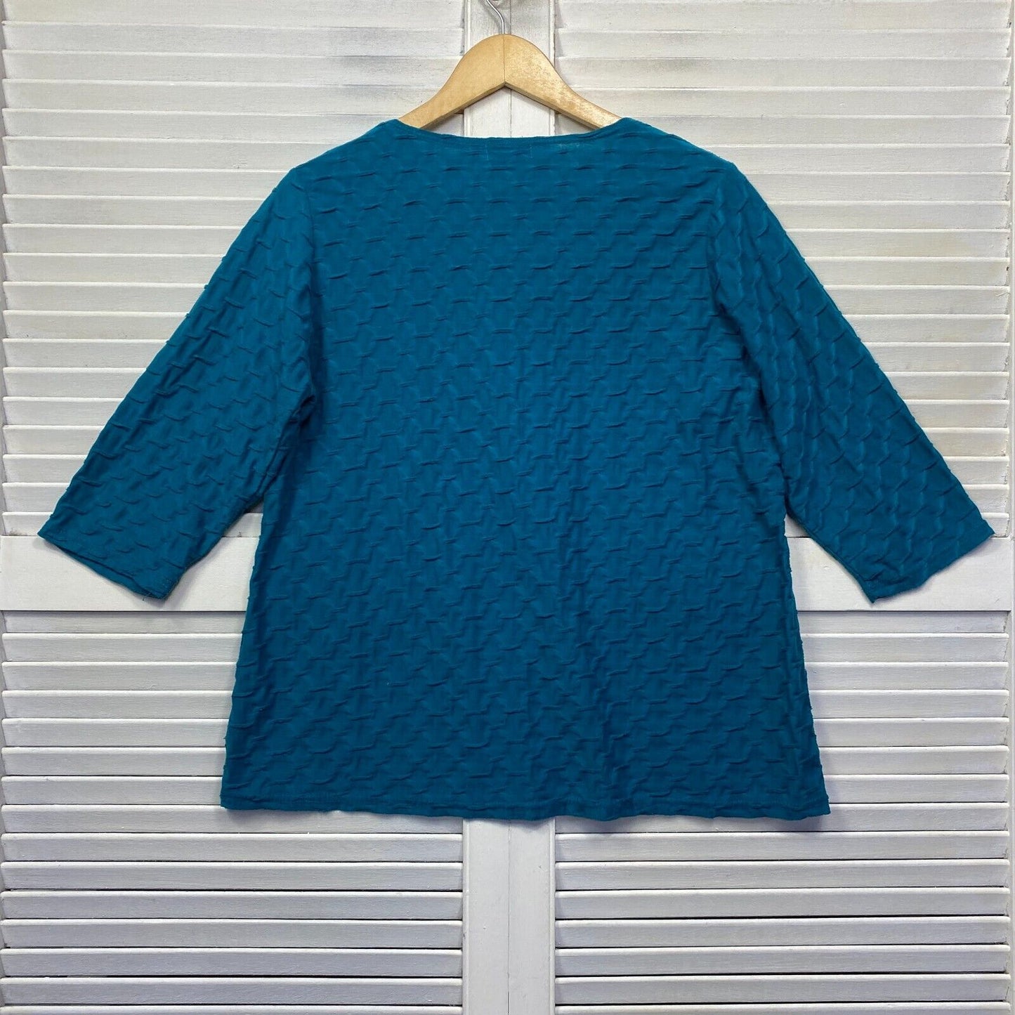 Millers Top Size 18 Plus Blue Teal 3/4 Sleeve Casual Textured