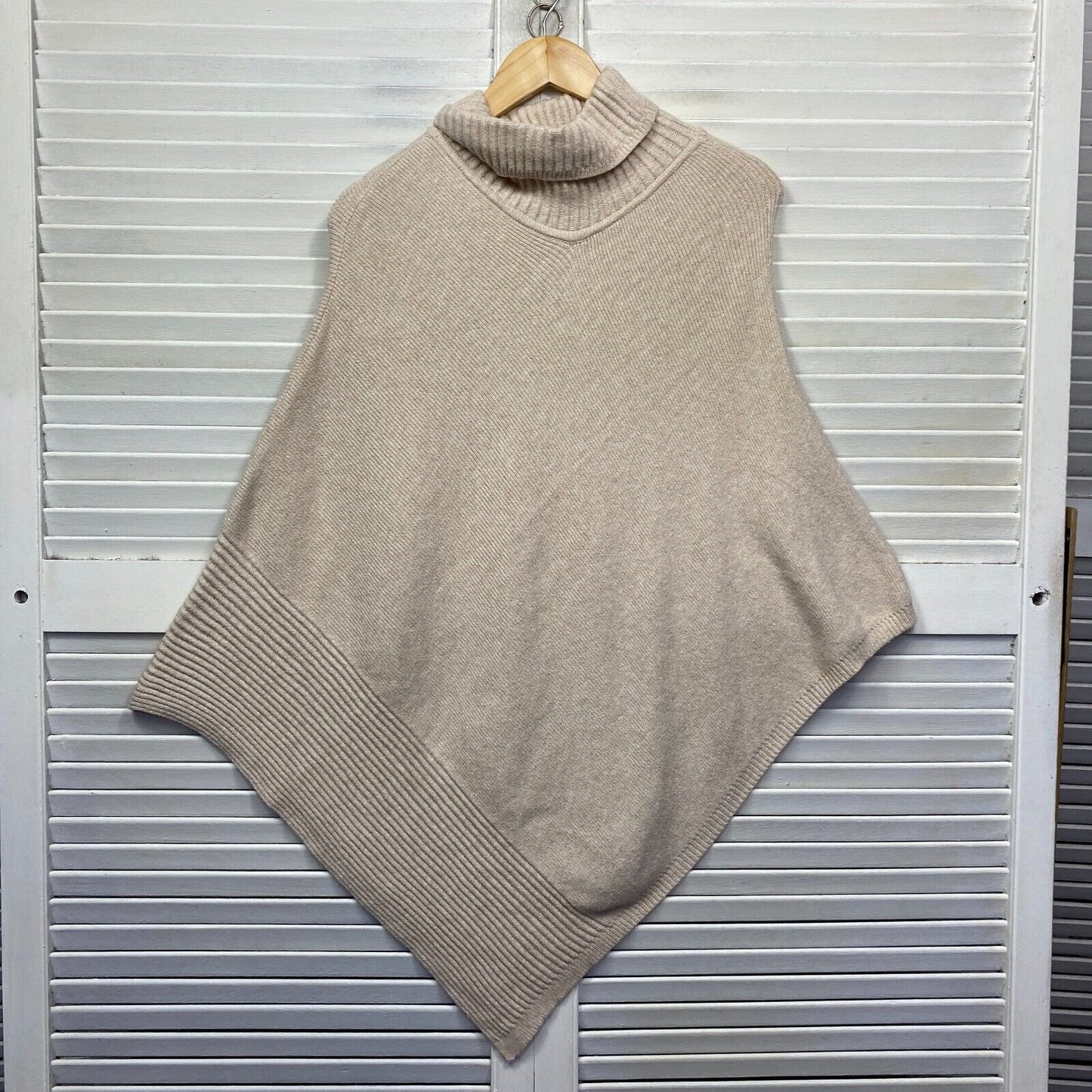 Forever New Shawl Jumper Short Sleeve Knit Beige One Size Turtleneck