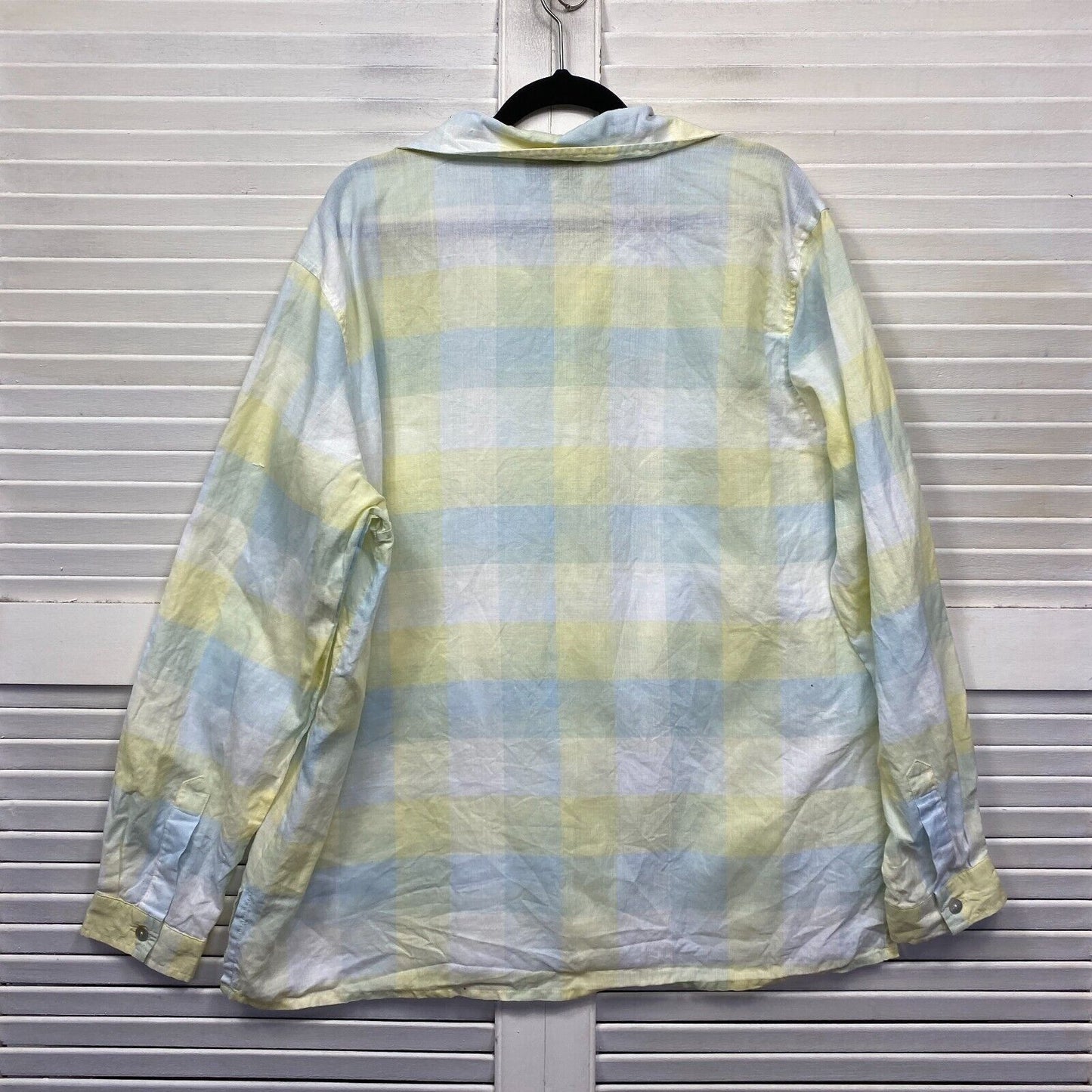 Sunnygirl Linen Top Size Large Check Button Up Collared Preloved