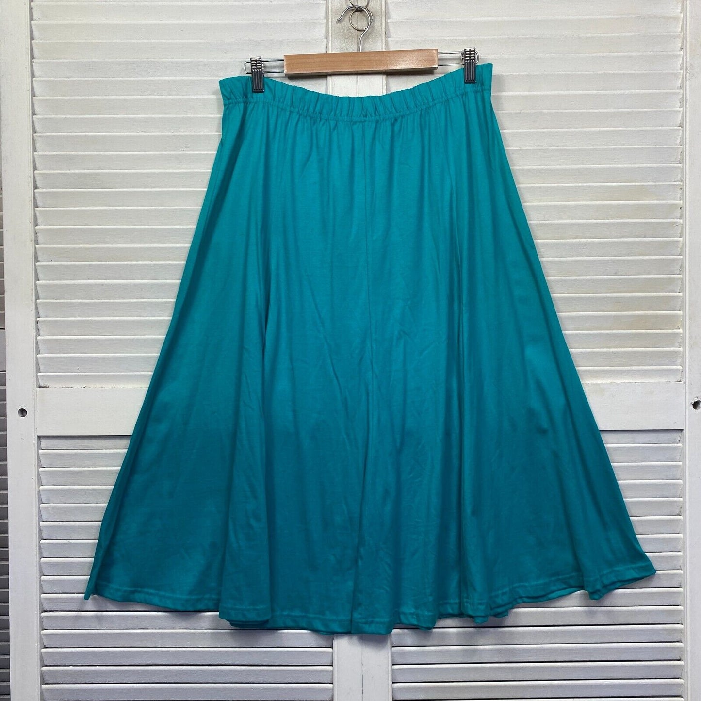 Victoria Hill Skirt Size 16 Plus Blue Midi Length 100% Cotton Elastic Waist