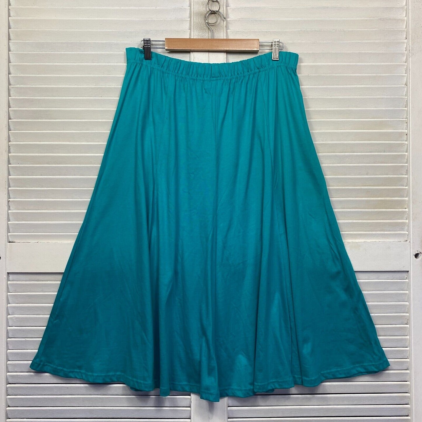 Victoria Hill Skirt Size 16 Plus Blue Midi Length 100% Cotton Elastic Waist