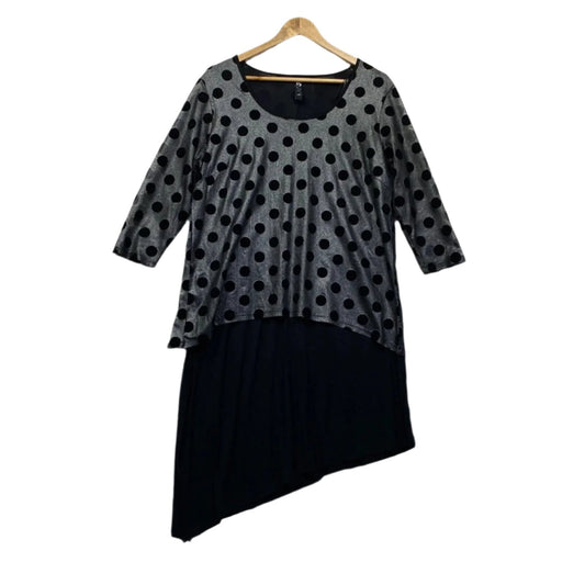 Taking Shape Dress Size 12 14 XXS Black Long Sleeve Grey Polka Dots