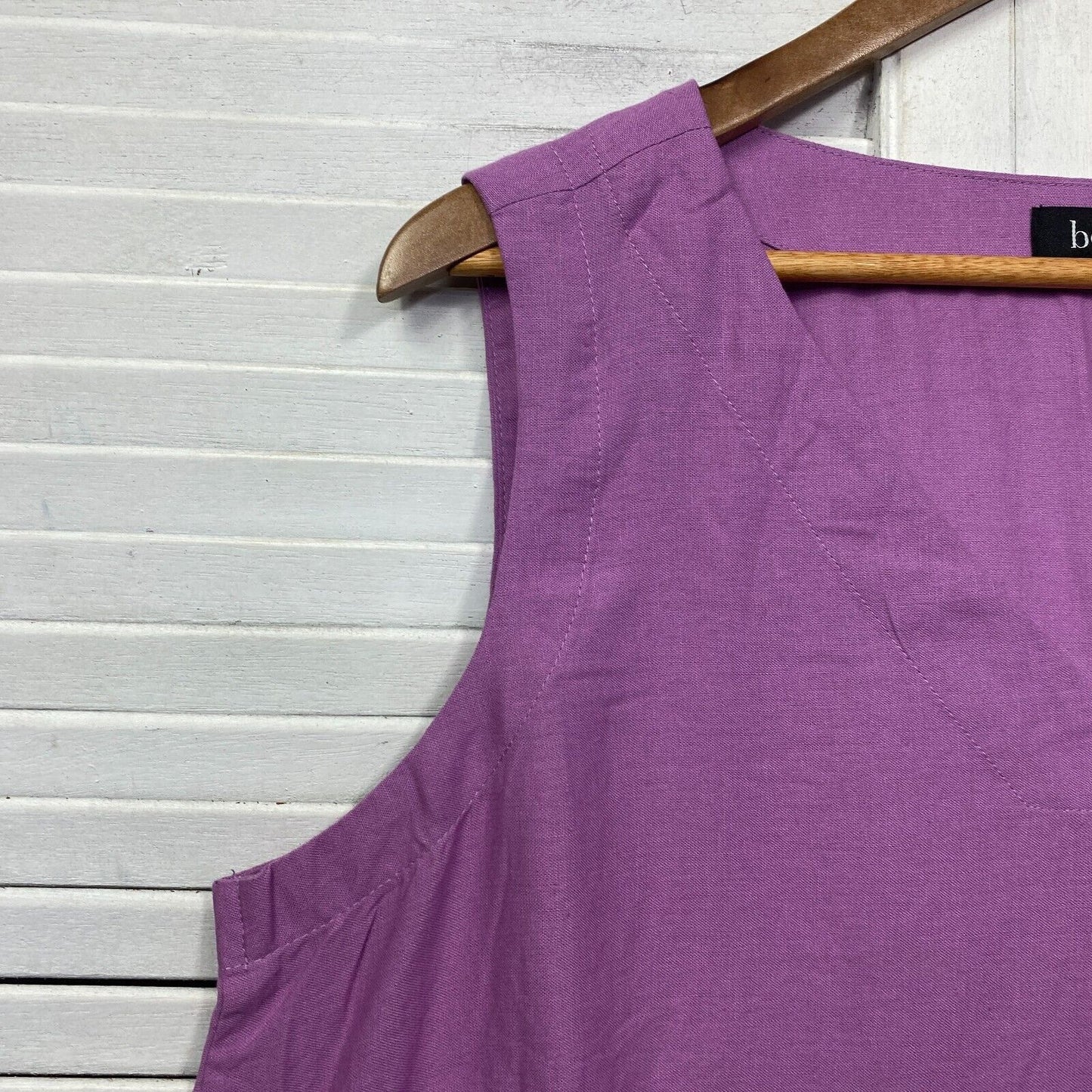 beme Top Size 14 Plus Size Purple Sleeveless Linen Blend