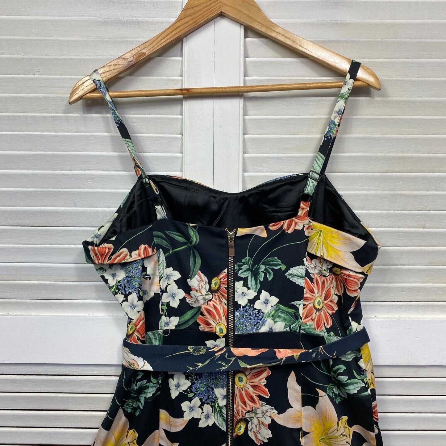 Portmans Dress Size 14 Sleeveless Cocktail Occasional Floral Lined Belt