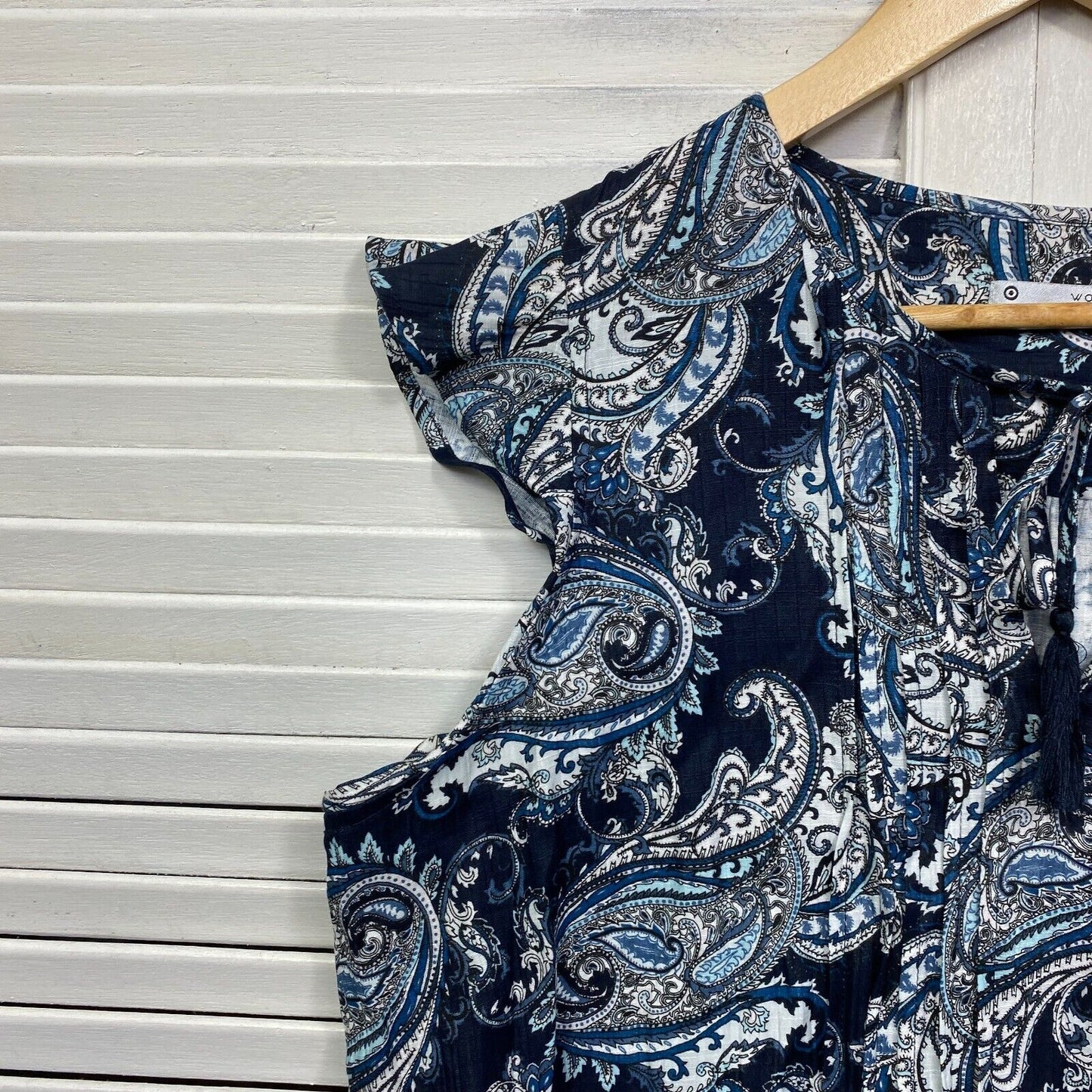 Target Top Size 16 Plus Blue Paisley Print Sleeveless Viscose Blend