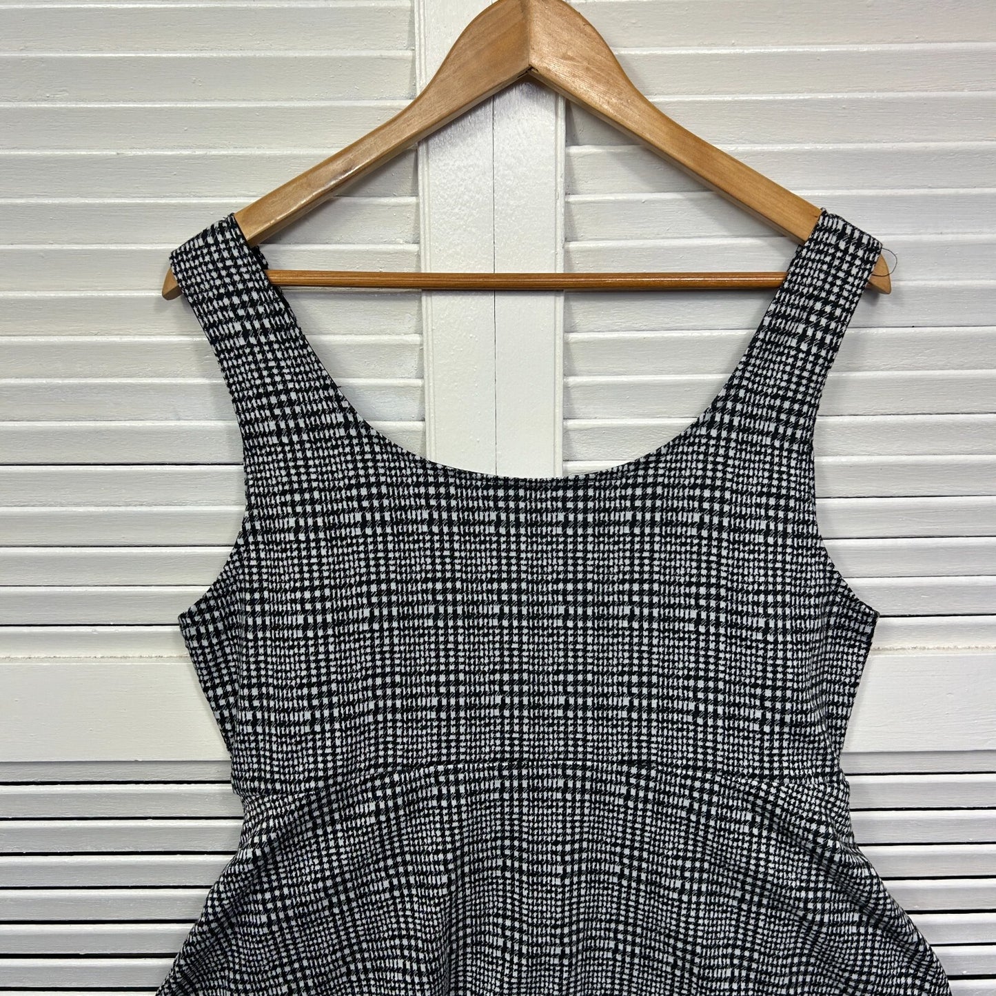 CCX City Chic Dress Size 14 XS Plus Grey Sleeveless Check