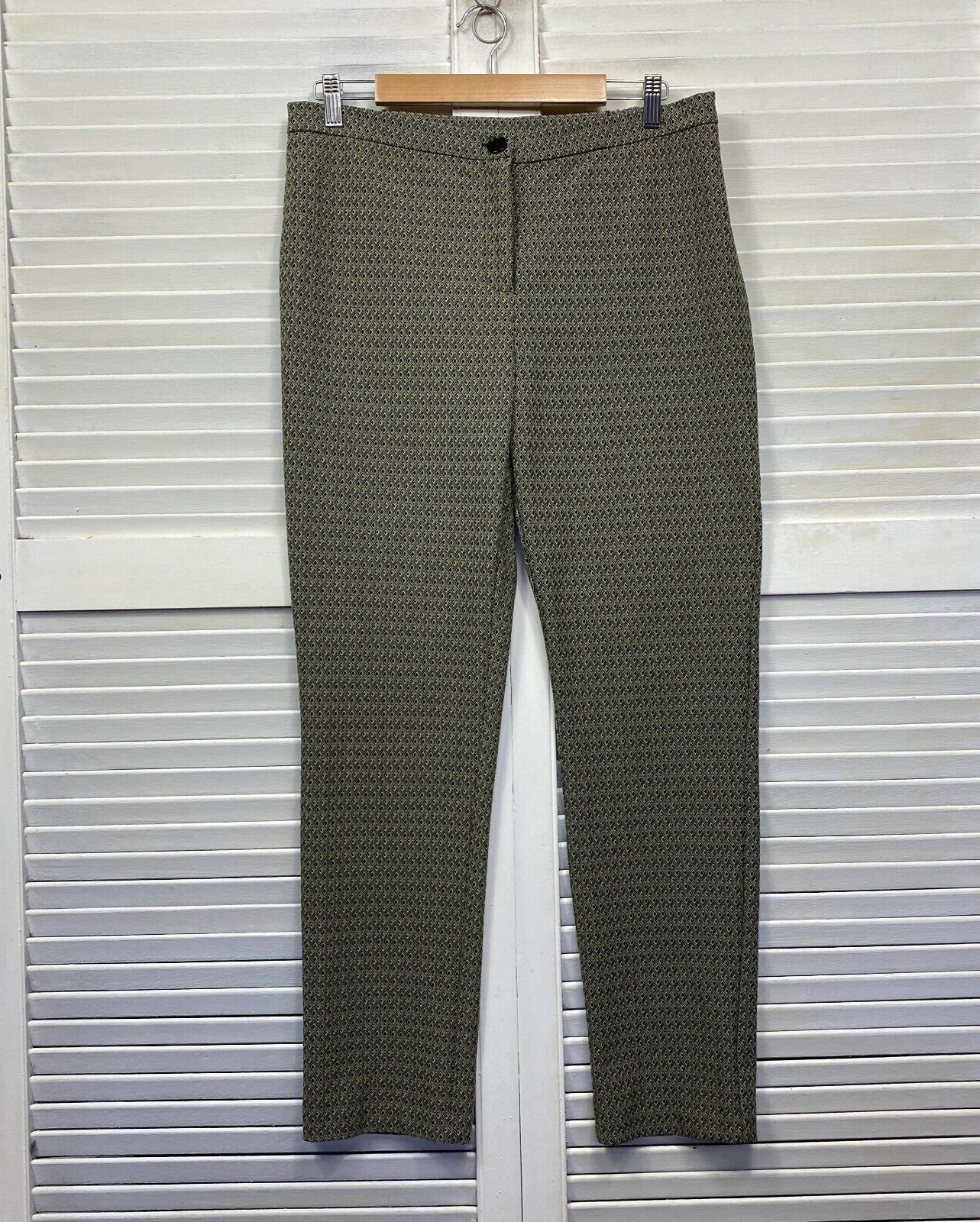 Liz Jordan Pants Size 14 Plus Pockets Zip Fly Beige Geometric S