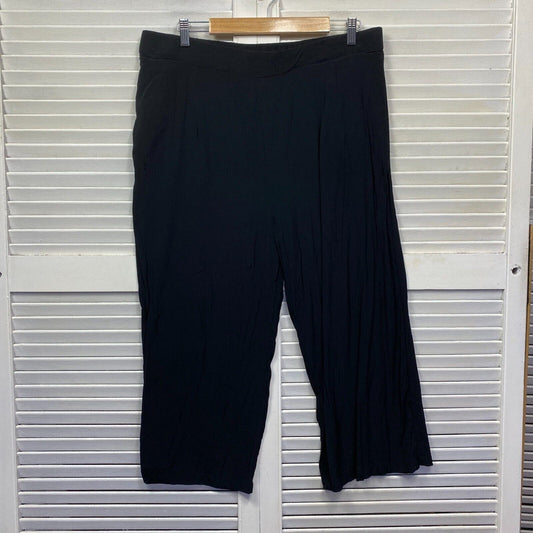 Suzanne Grae Pants Size XL 16 Black Cropped Pockets Elastic Waist 3/4 Length