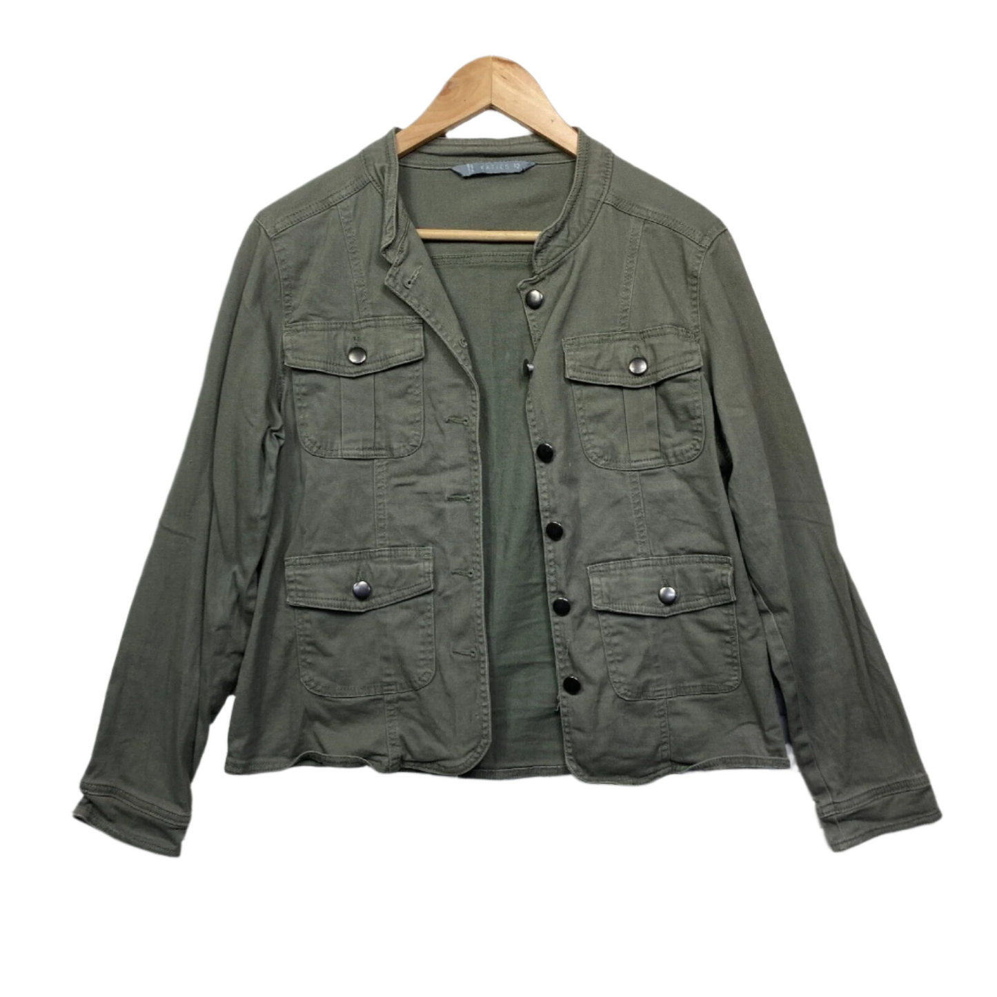 Katies Jacket Top Size 16 Green Button Up Long Sleeve Shacket