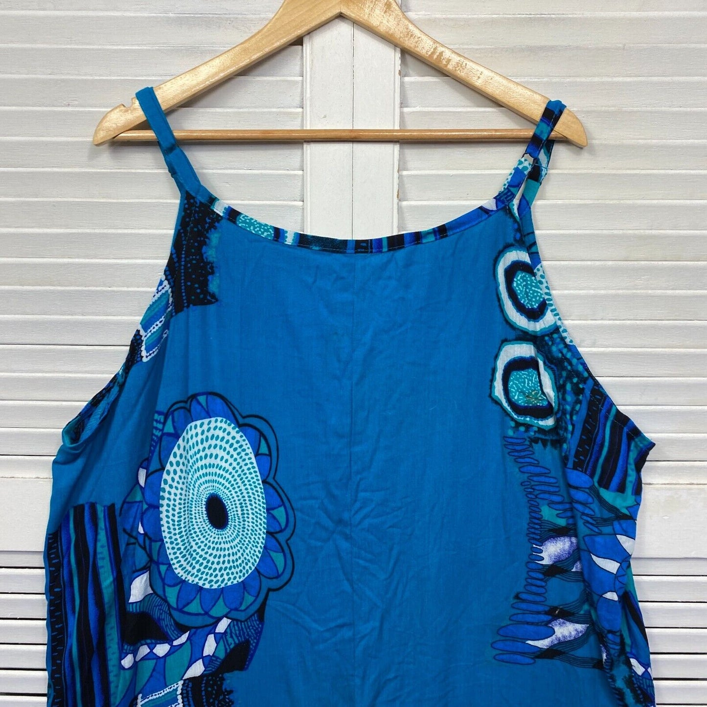 Boho Plus Size Tank Top Size 3XL 22 Blue Sleeveless 100% Cotton New