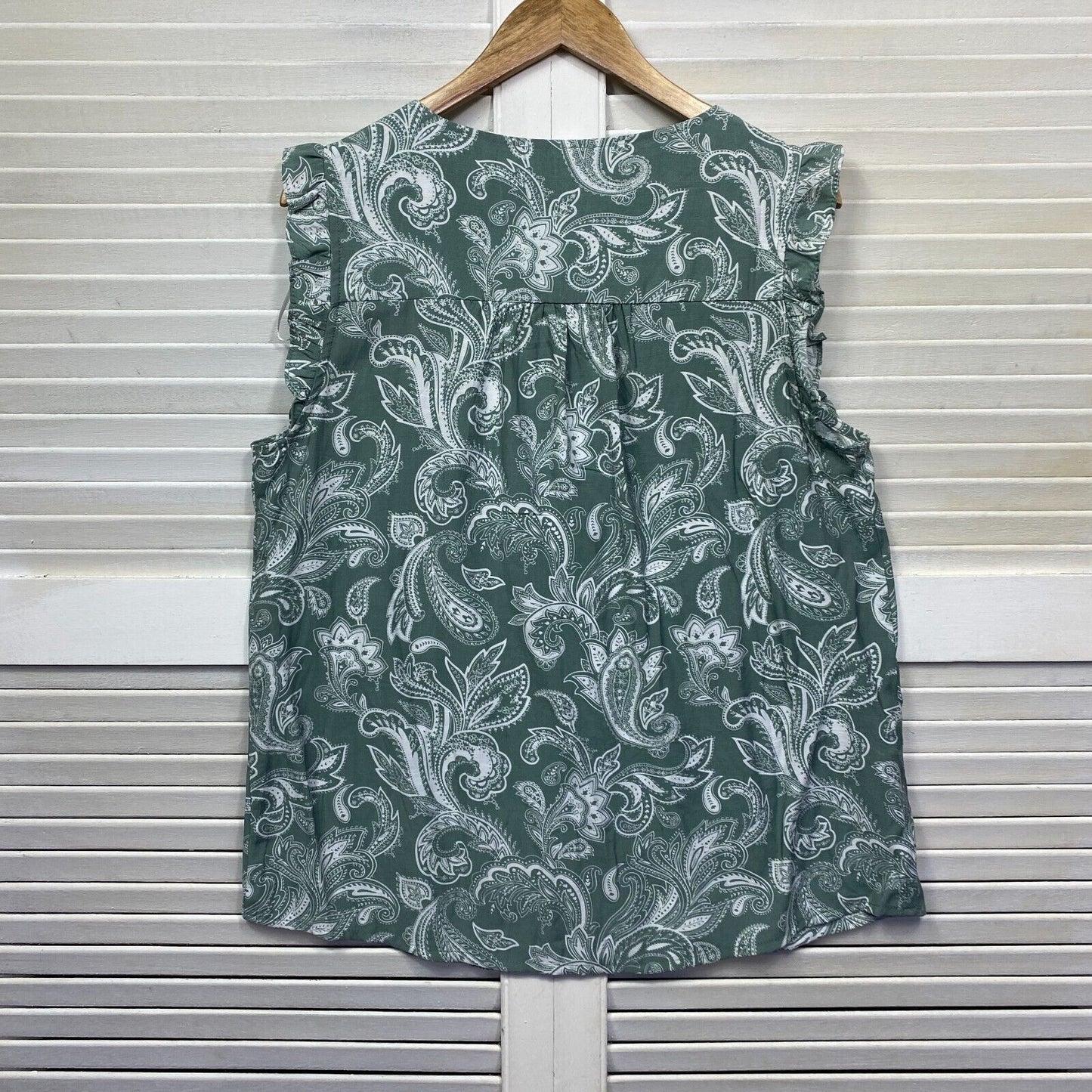 Anko Top Size 14 Green White Paisley Print Sleeveless