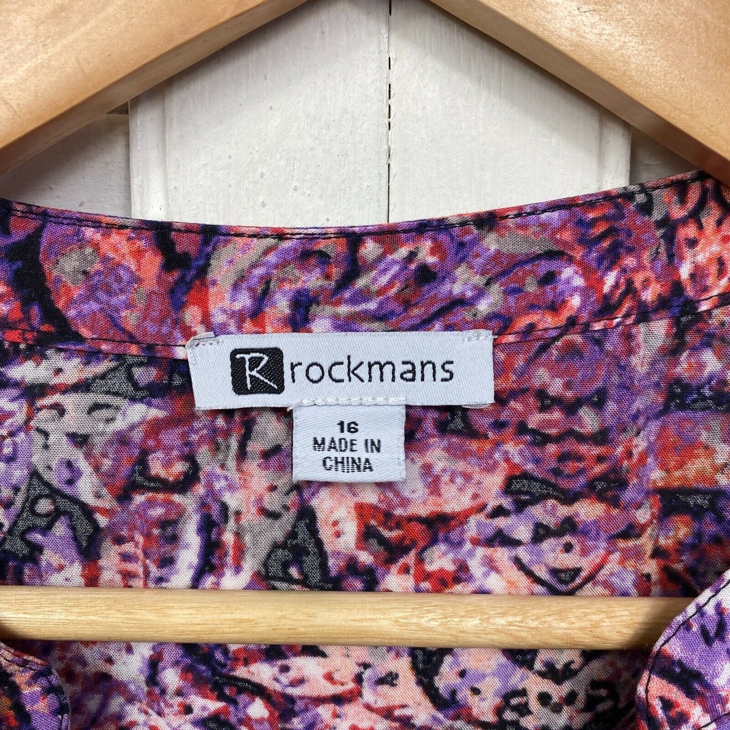 Rockmans Top Size 16 Plus Multicoloured Button Up Long Sleeve Preloved