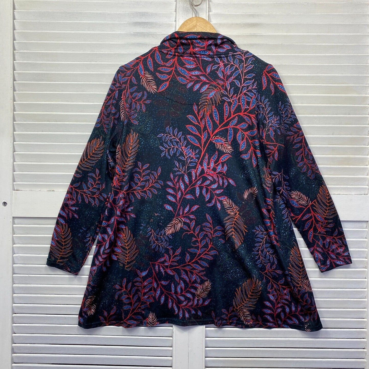 Virtuelle Top Size 14 XXS Plus Long Sleeve Cowl Neck Long Sleeve Floral